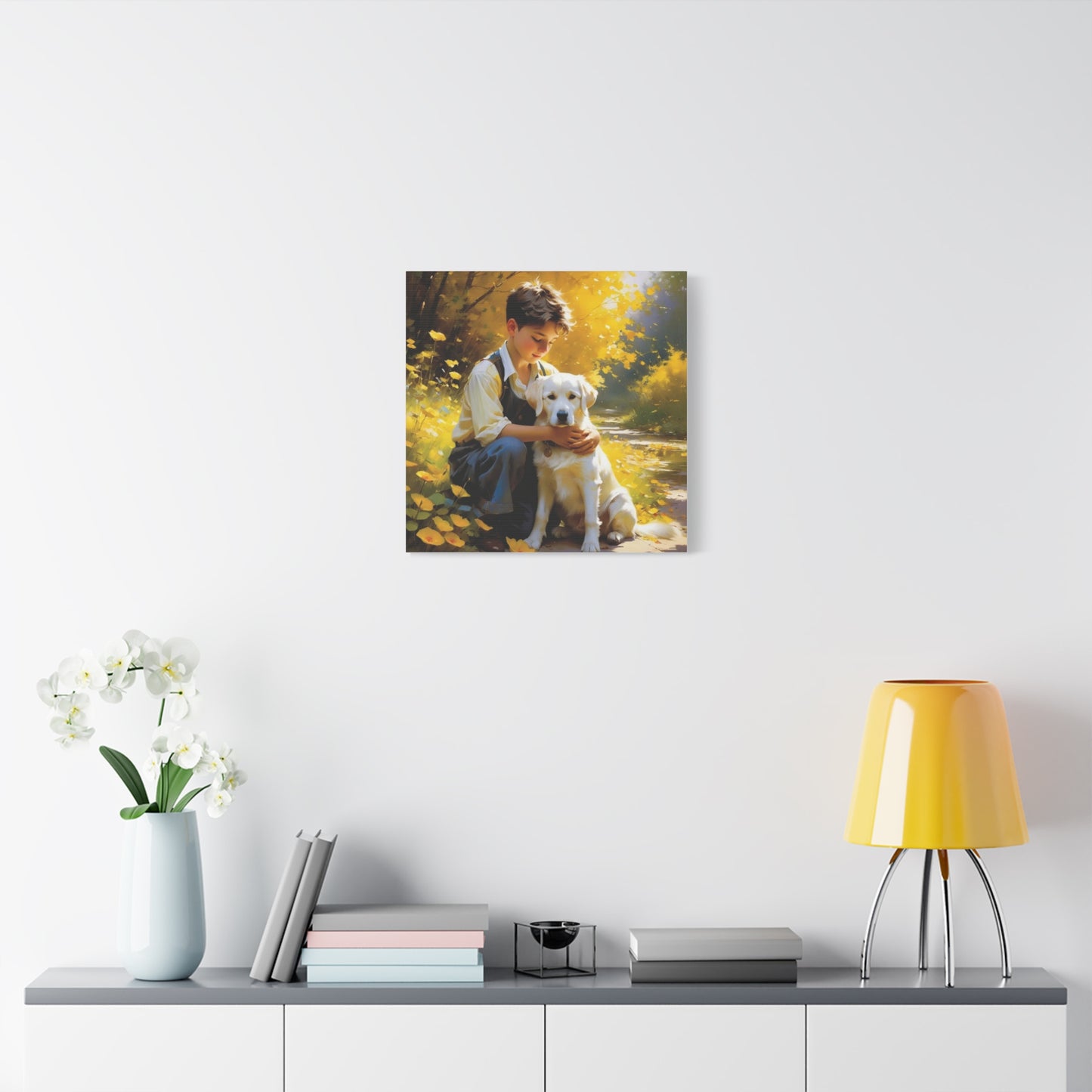 A Boy and His Labrador Retriever Puppy Art