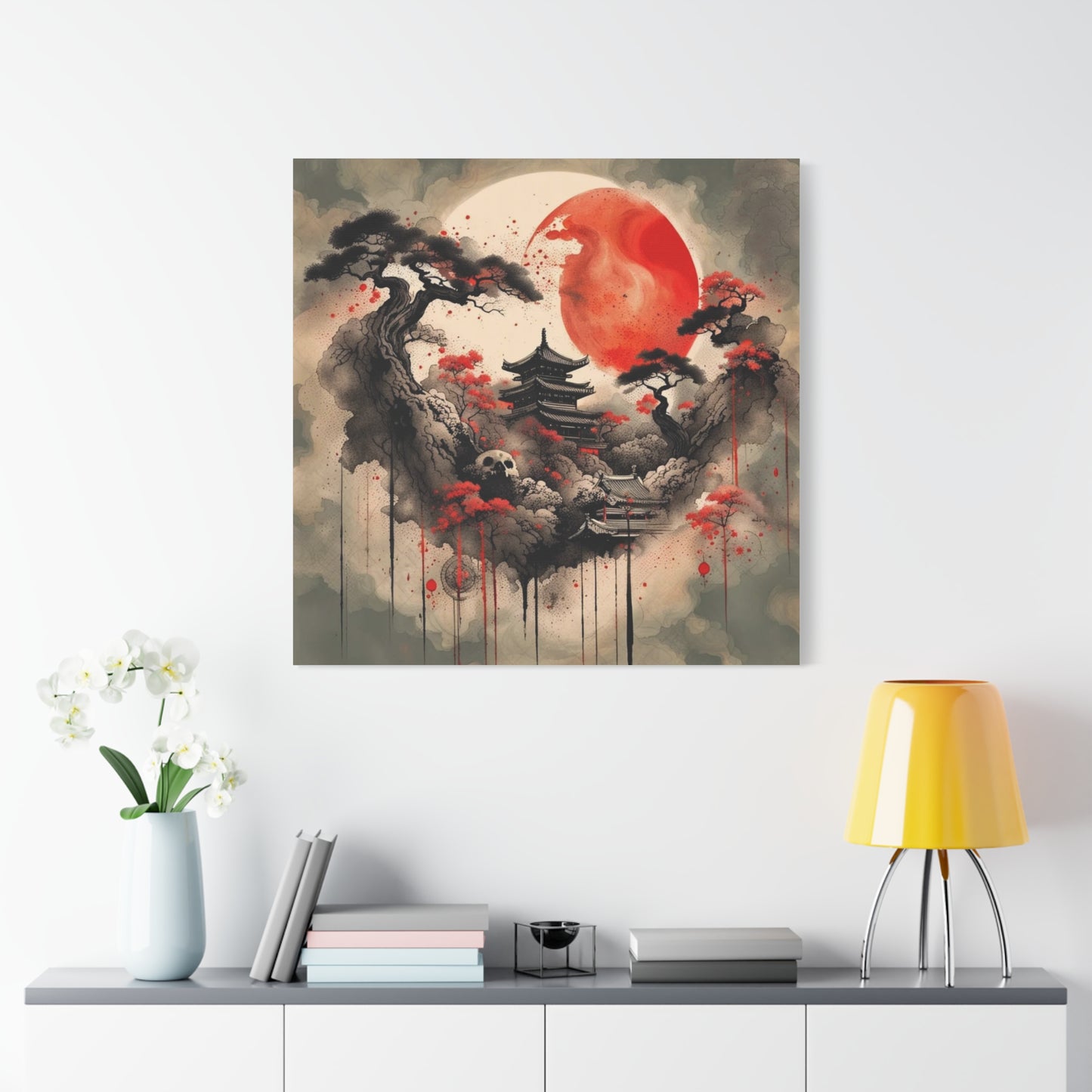 Red Moon Asian Abstract Art