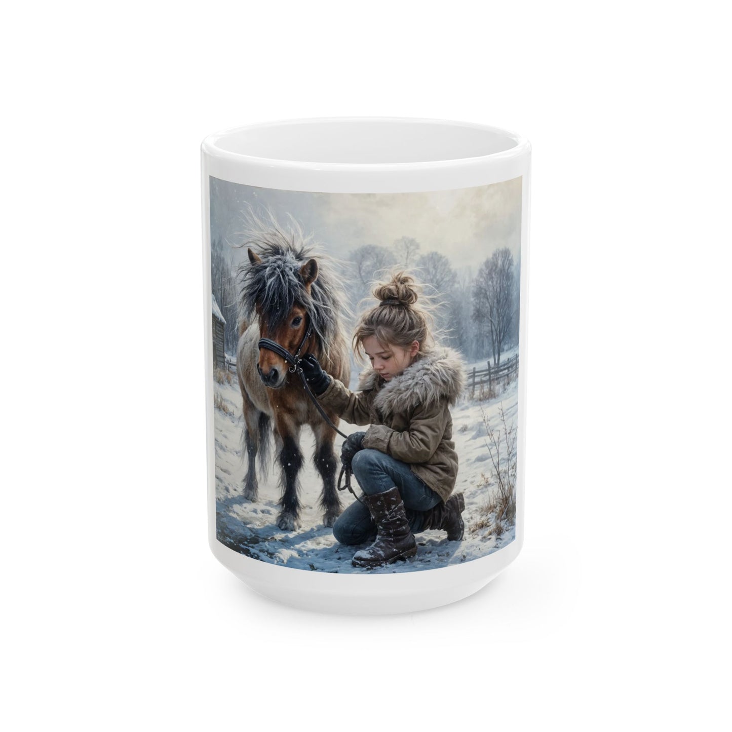 Little Girl w Her Pony Ceramic Mug (11oz, 15oz)