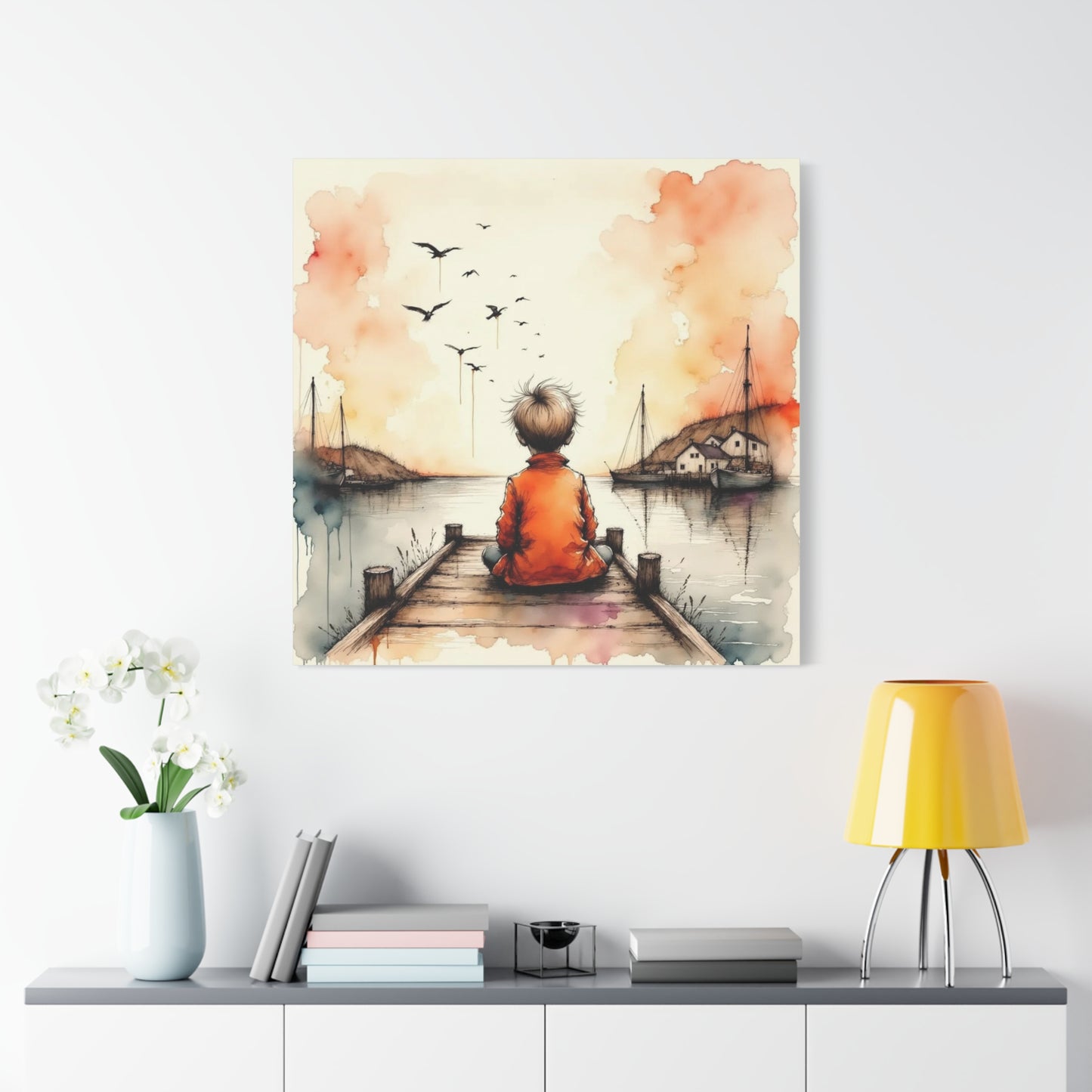 Little Boy on the Dock Abstract Art