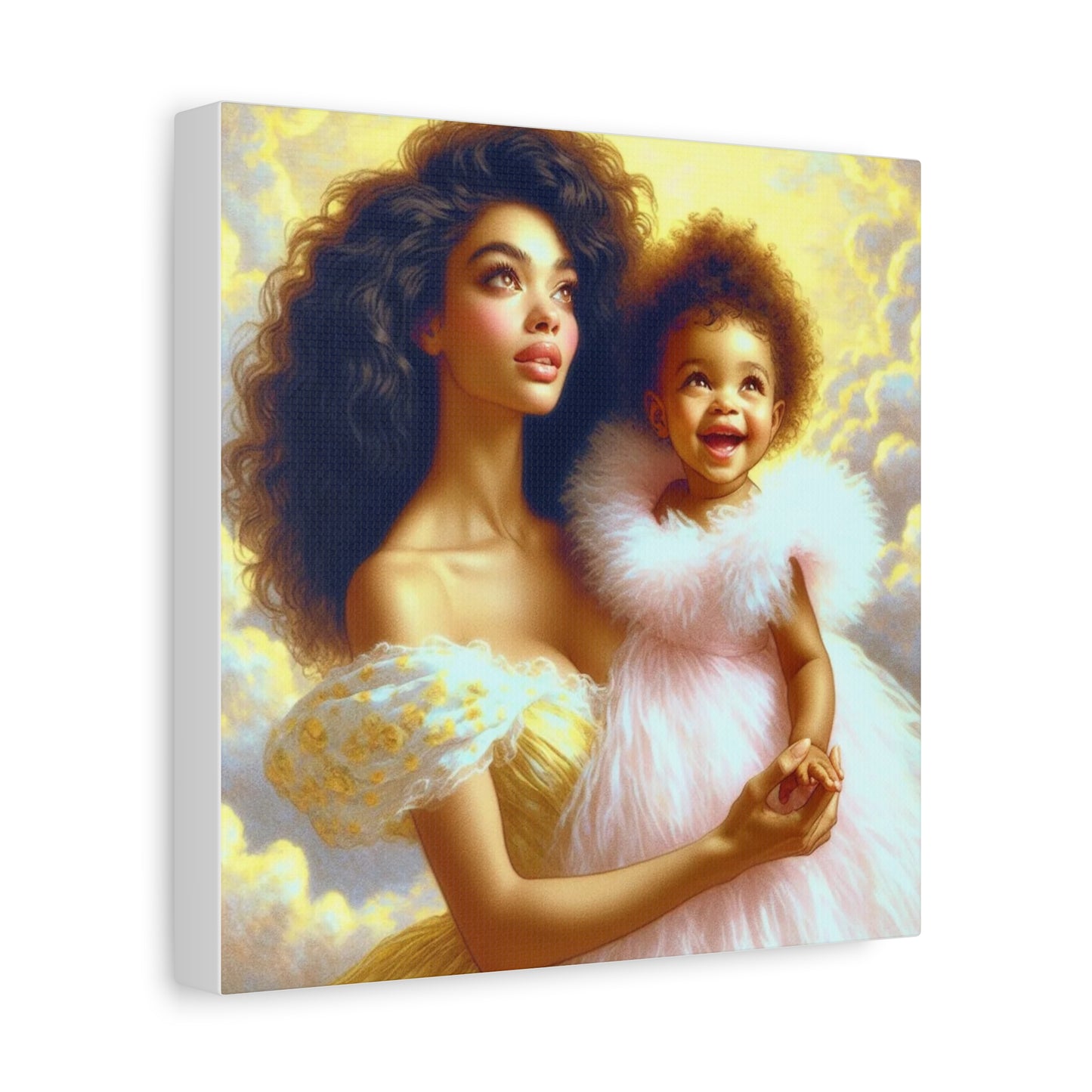 Mother and Daughter Black Canvas Art