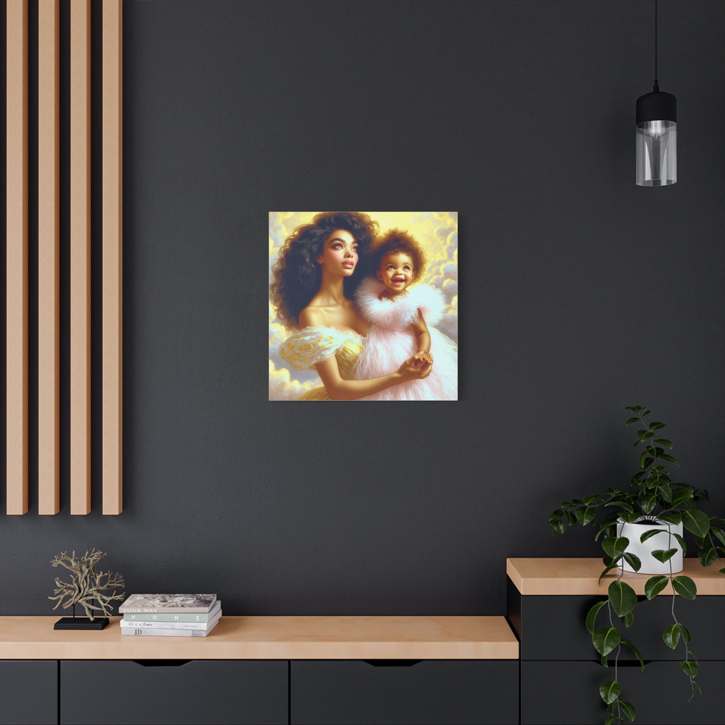 Mother and Daughter Black Canvas Art