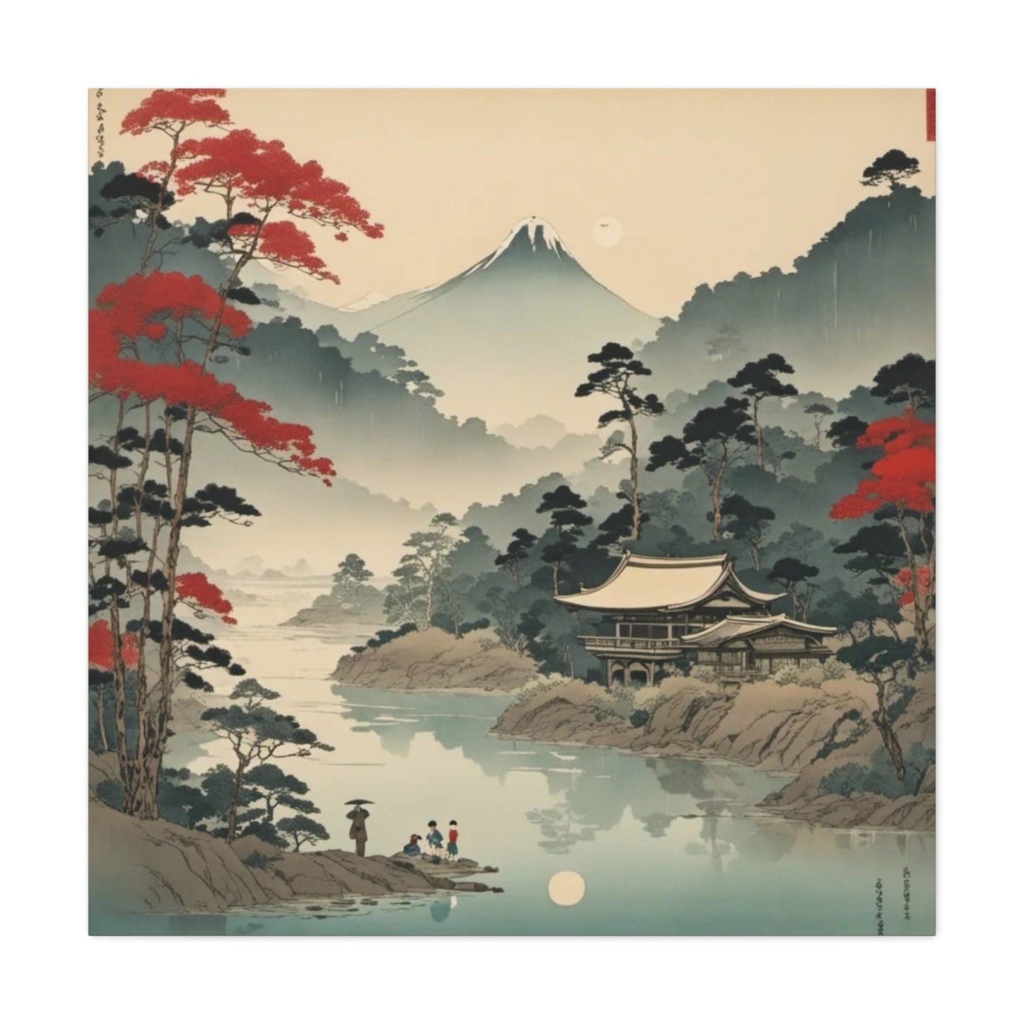 Home by the Lake Asian Abstract Art