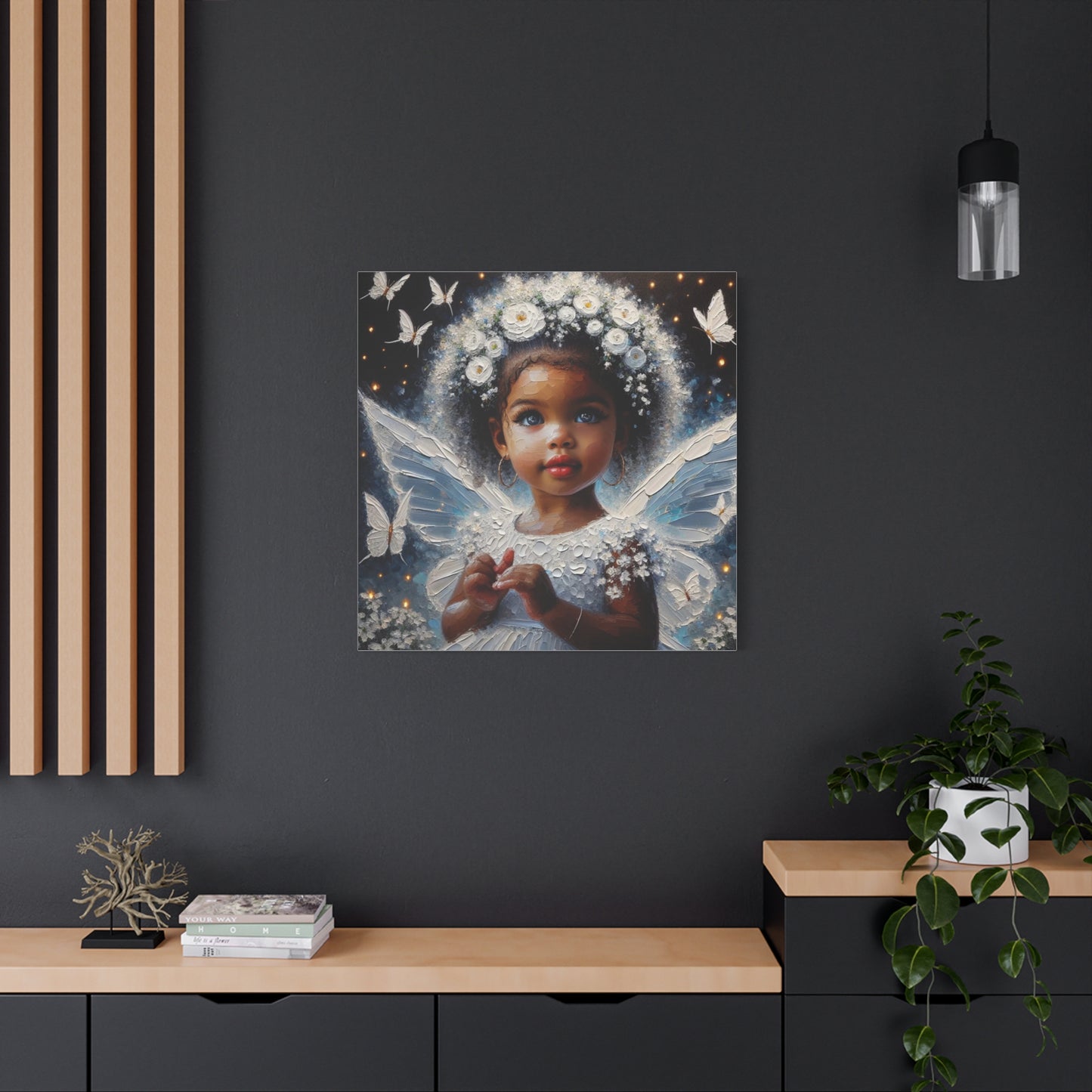 Beautiful Child Black Canvas Art
