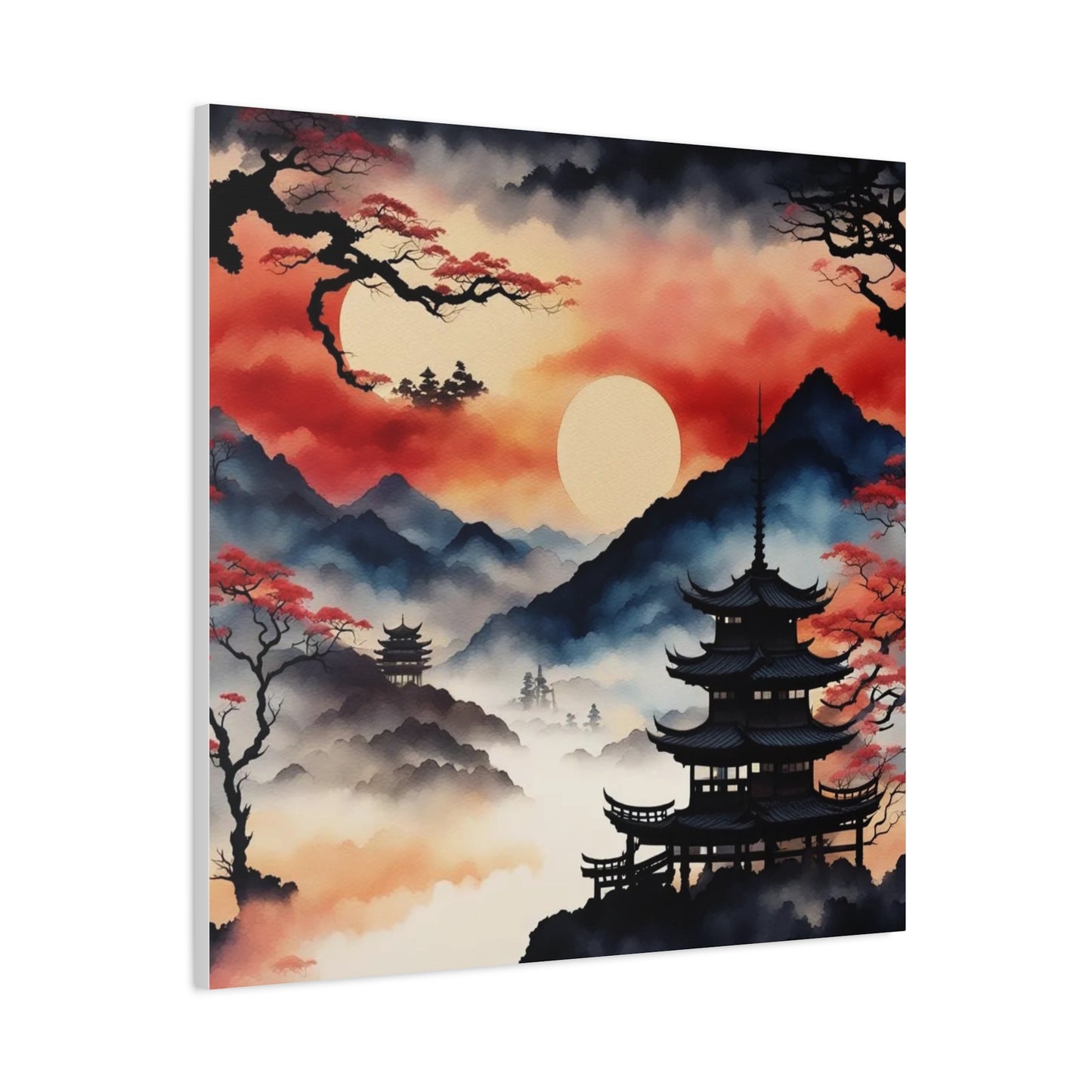 Sunset over the Mountains Asian Abstract Art