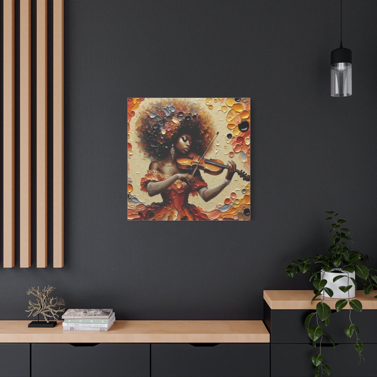Beautiful Black Woman Violinist Canvas Art