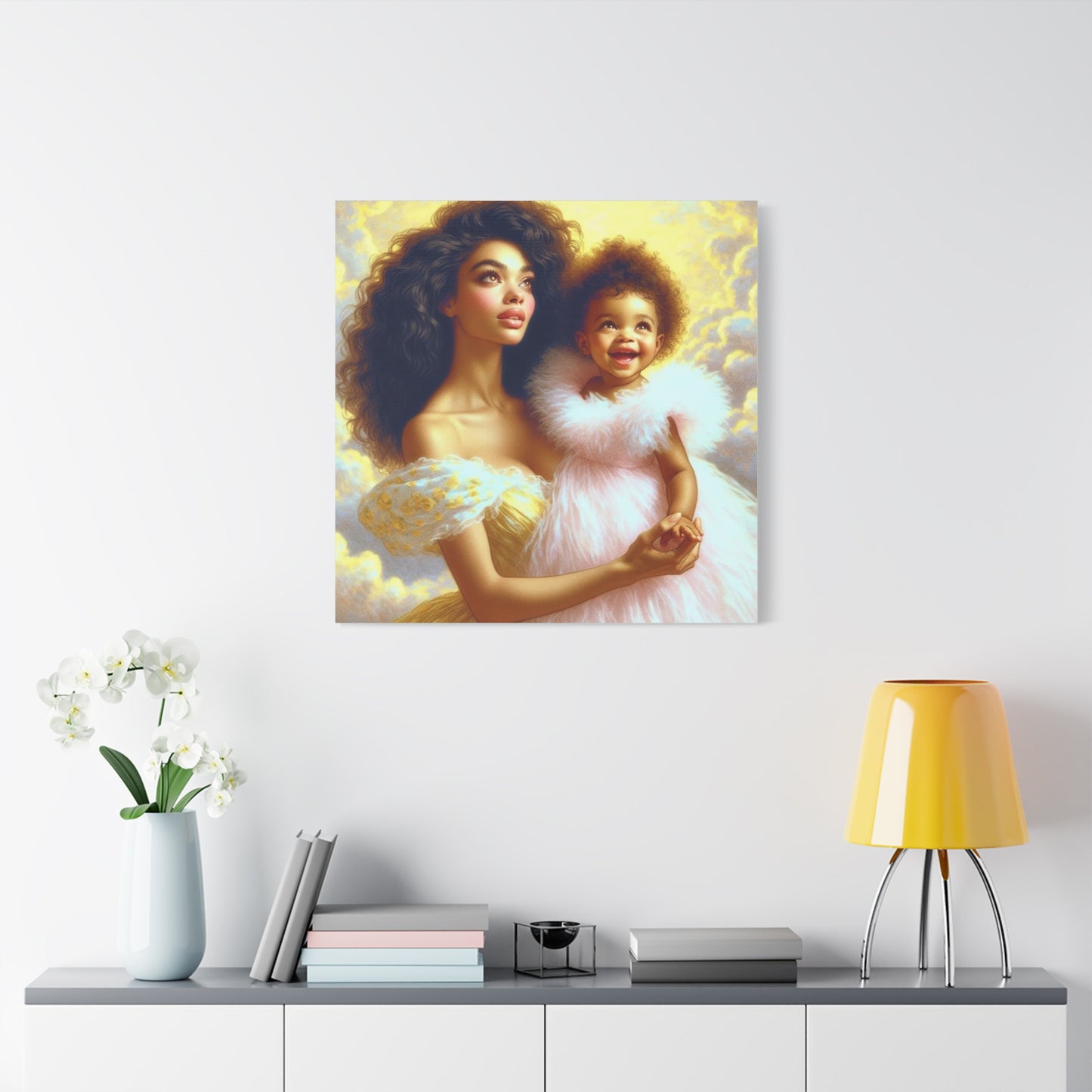 Mother and Daughter Black Canvas Art