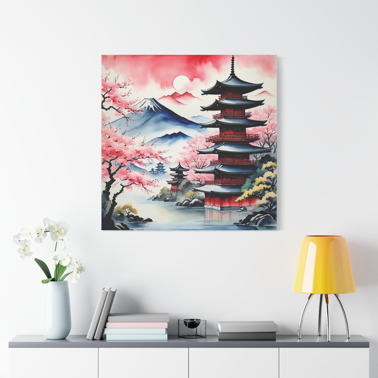 Sunset over the Mountains Asian Abstract Art