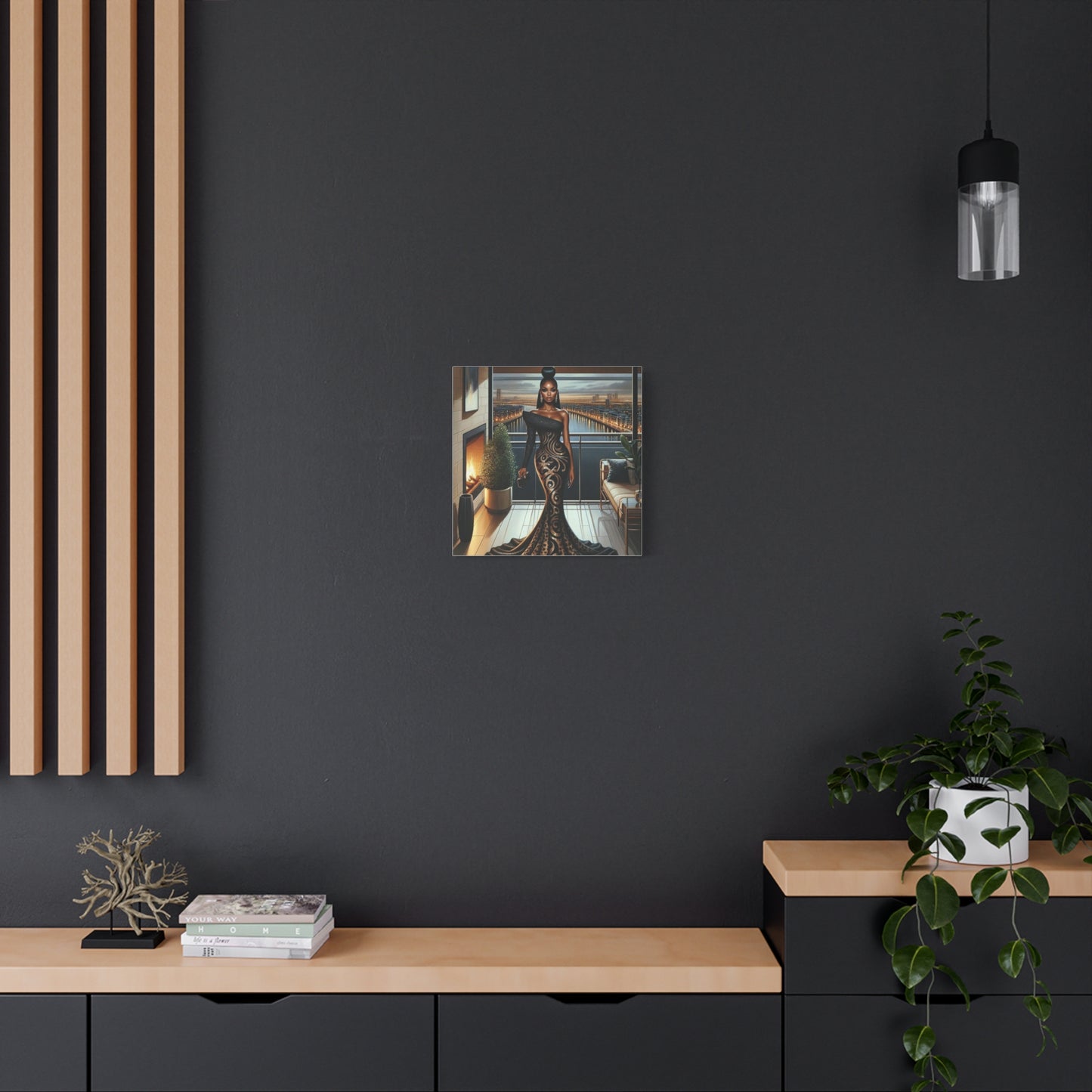 Elegant Woman Black Canvas Art
