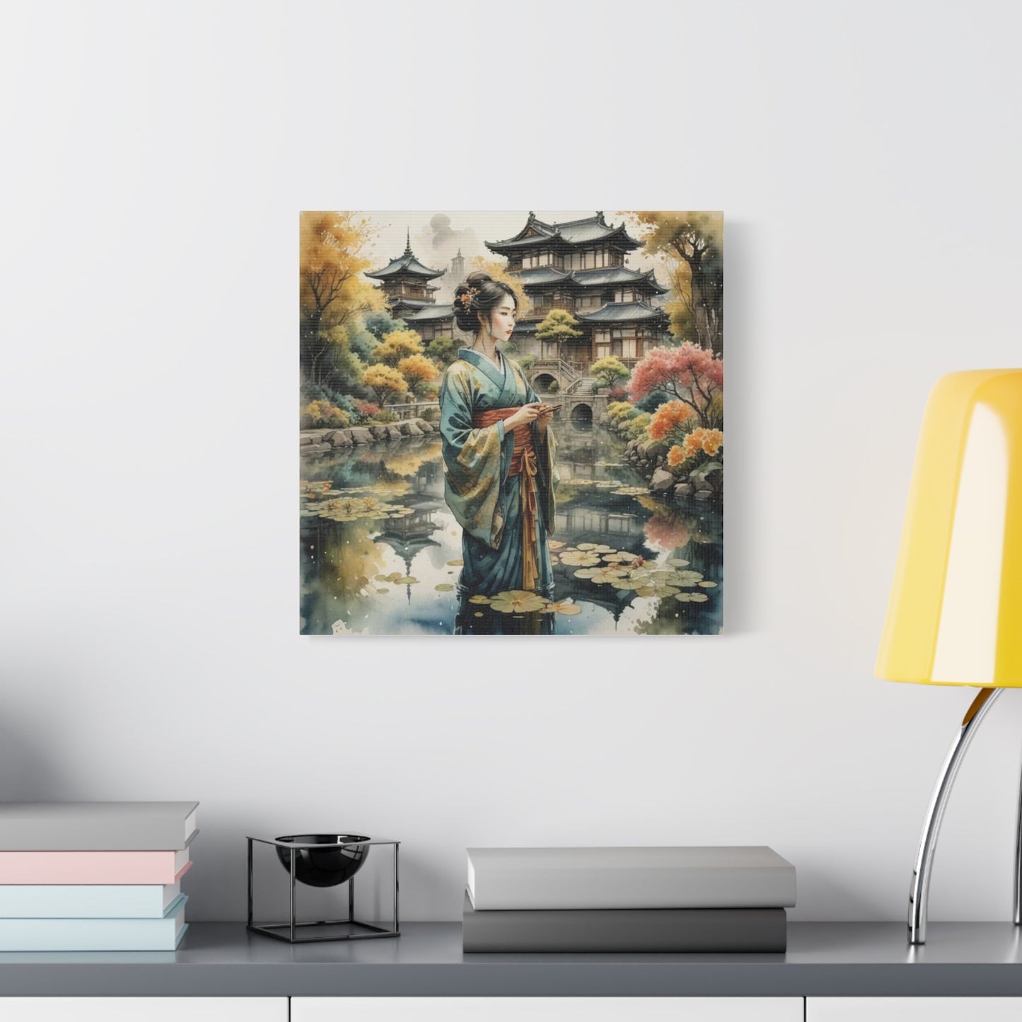 Geisha in the Pond Asian Abstract Art