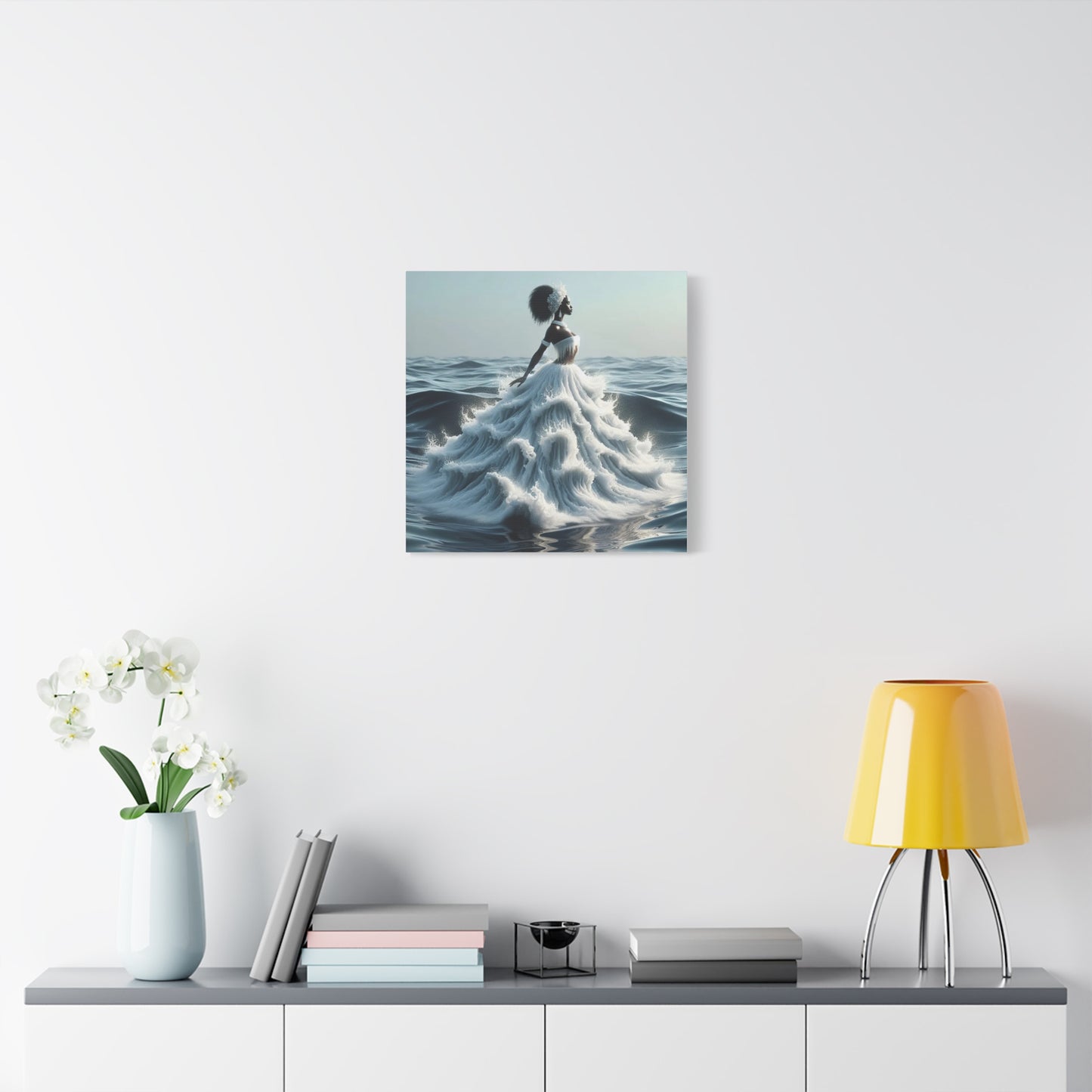Beautiful Black Woman w Water Dress Canvas Art