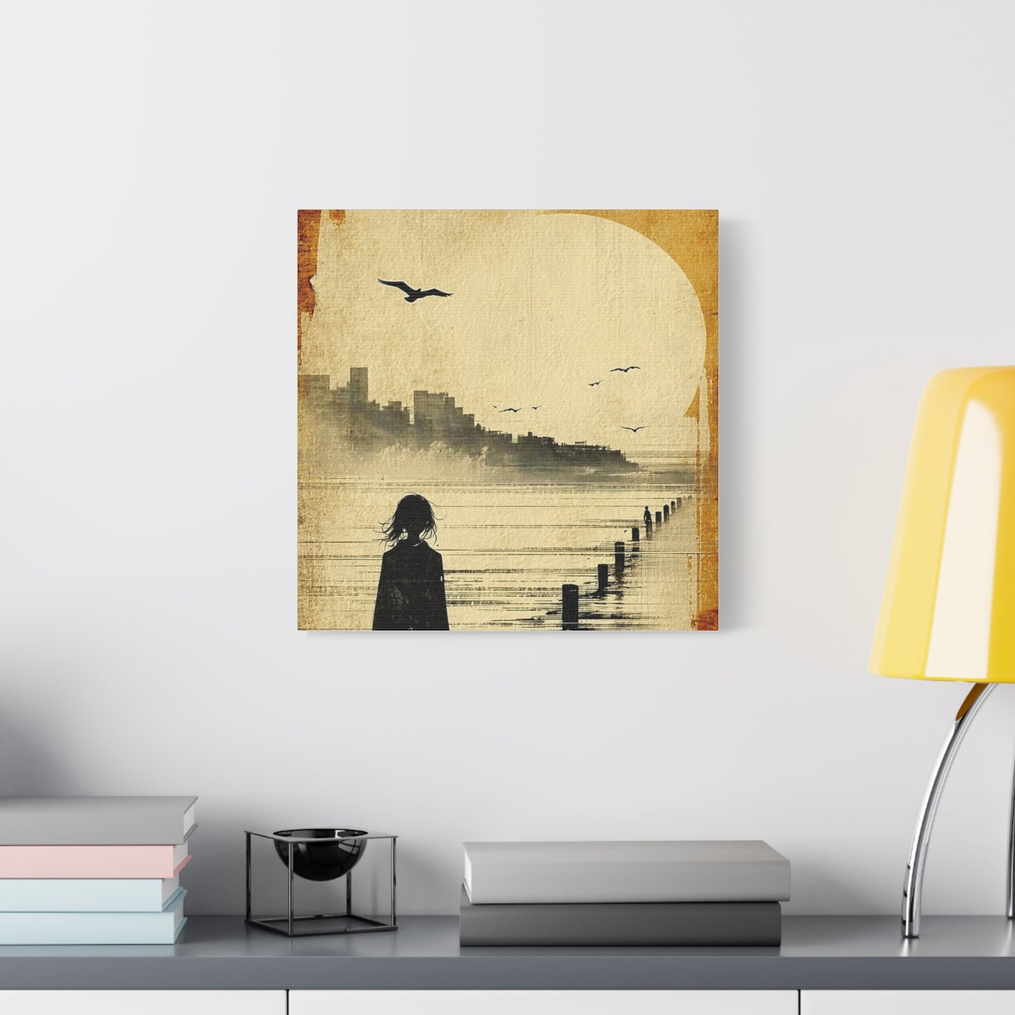 Girl on a Pier Abstract Art
