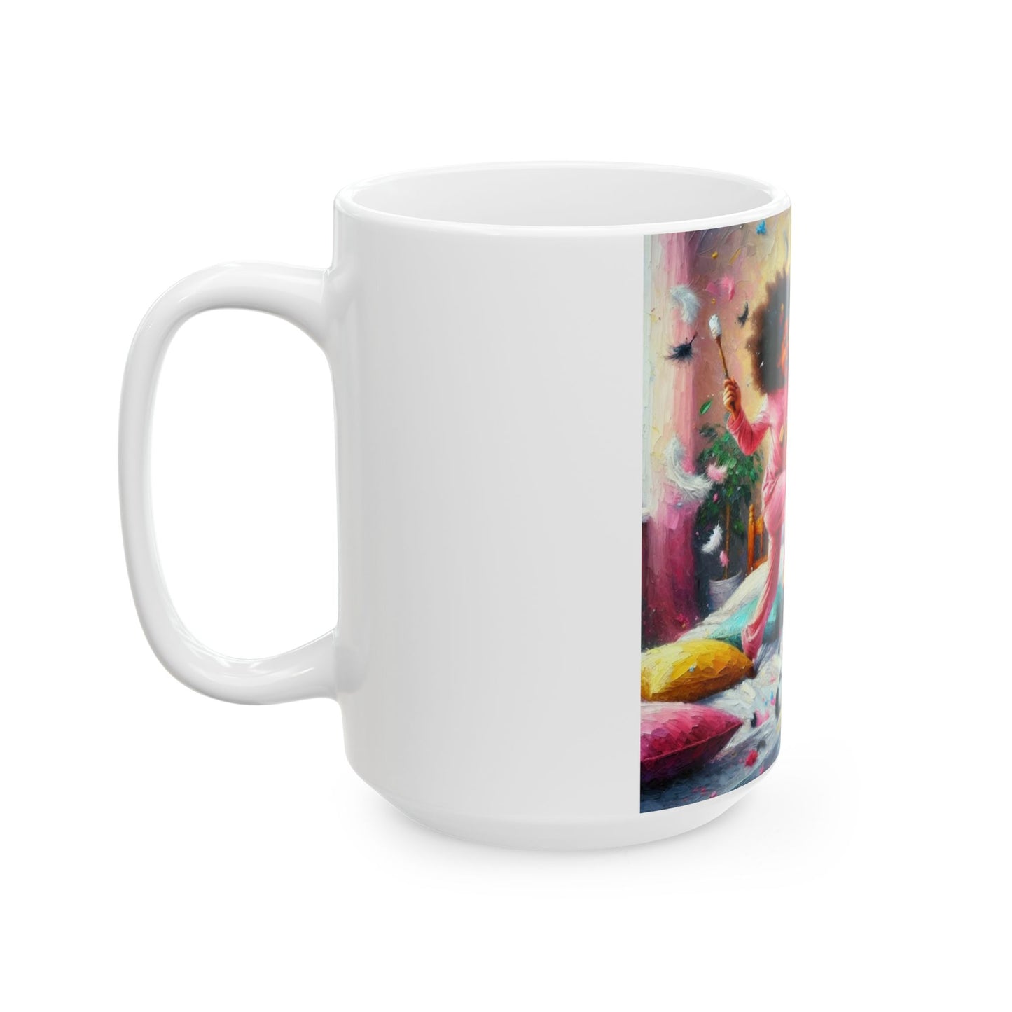 Precious Child Pillow Fight Ceramic Mug (11oz, 15oz)