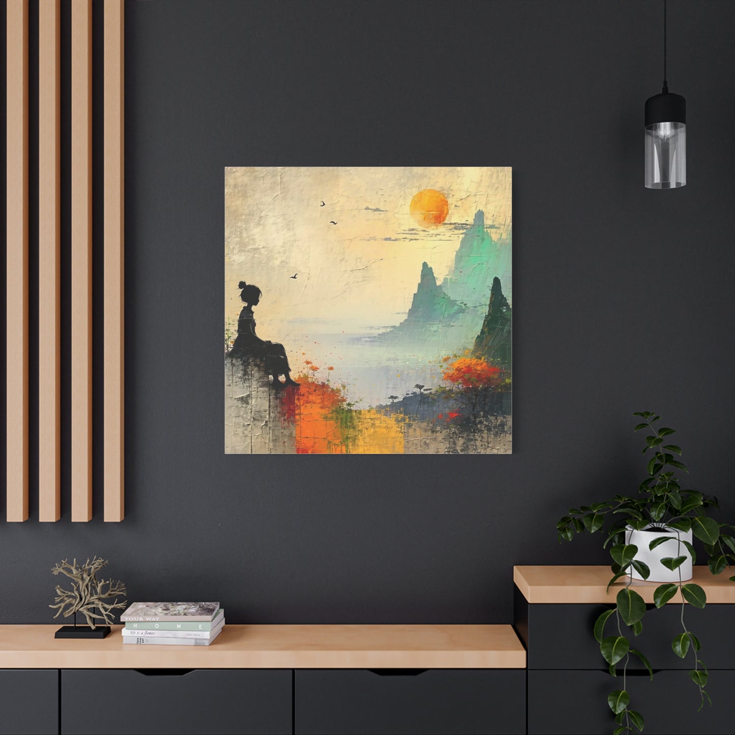 Girl On a Hill Abstract Art