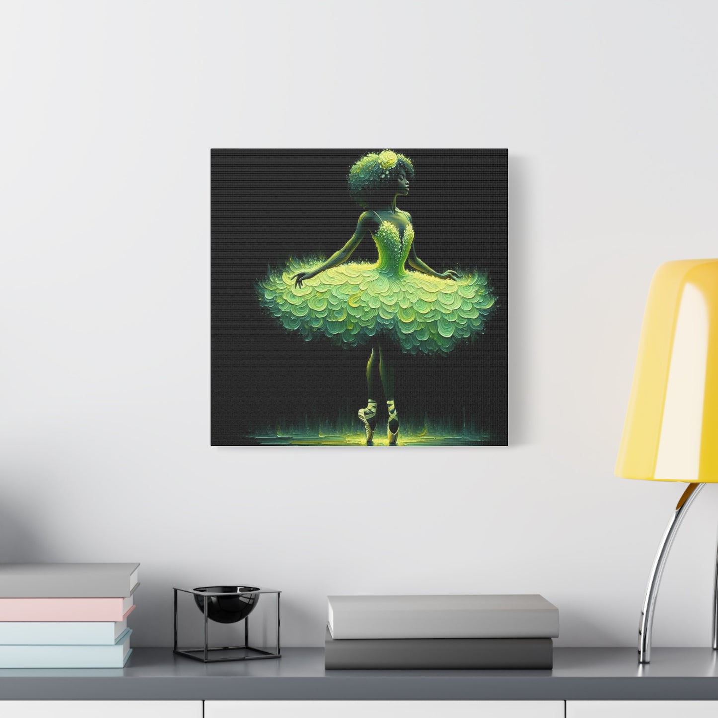 Beautiful Black Ballerina in Yellow Canvas Art
