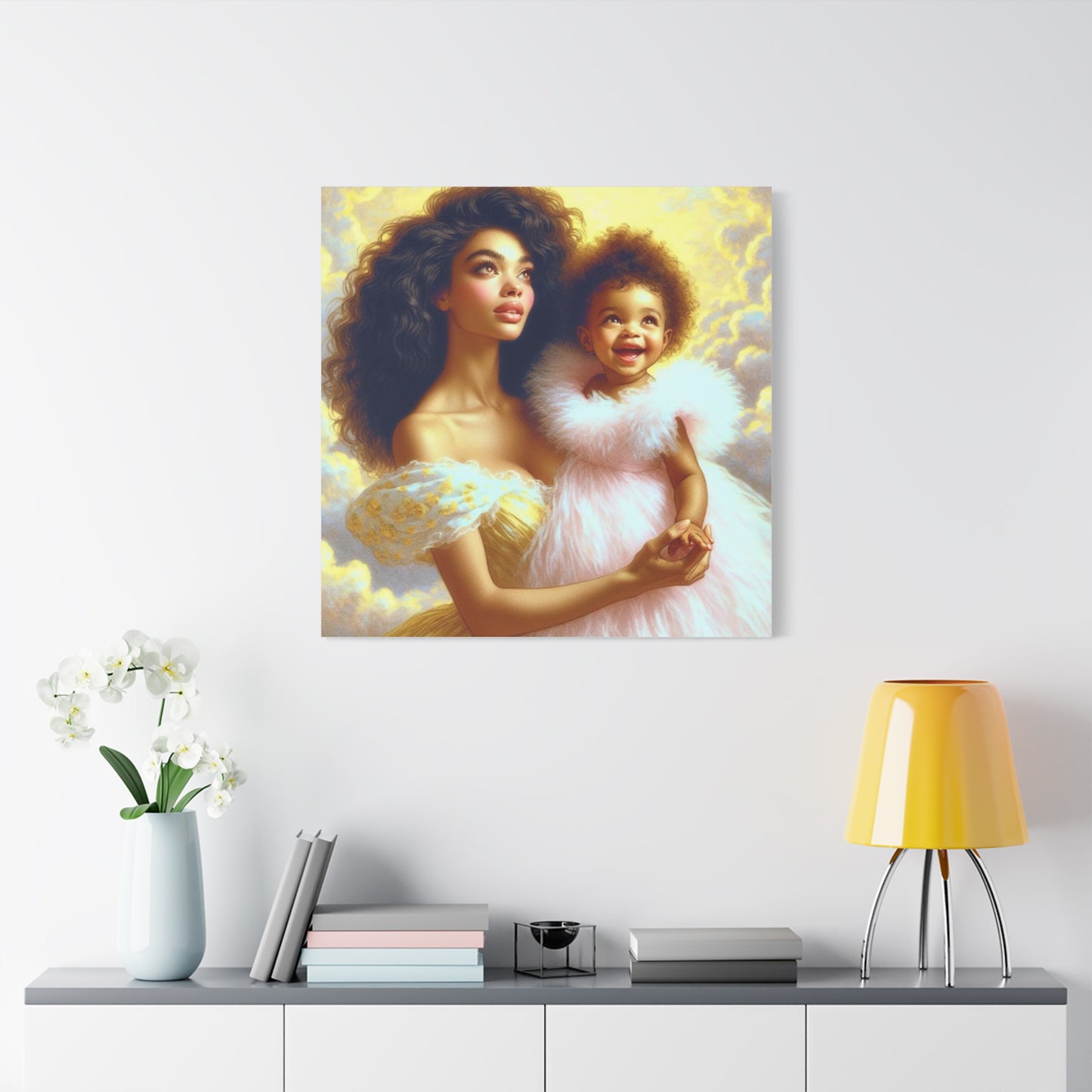 Mother and Daughter Black Canvas Art