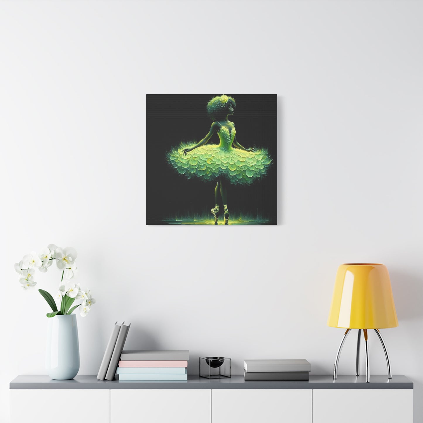 Beautiful Black Ballerina in Yellow Canvas Art