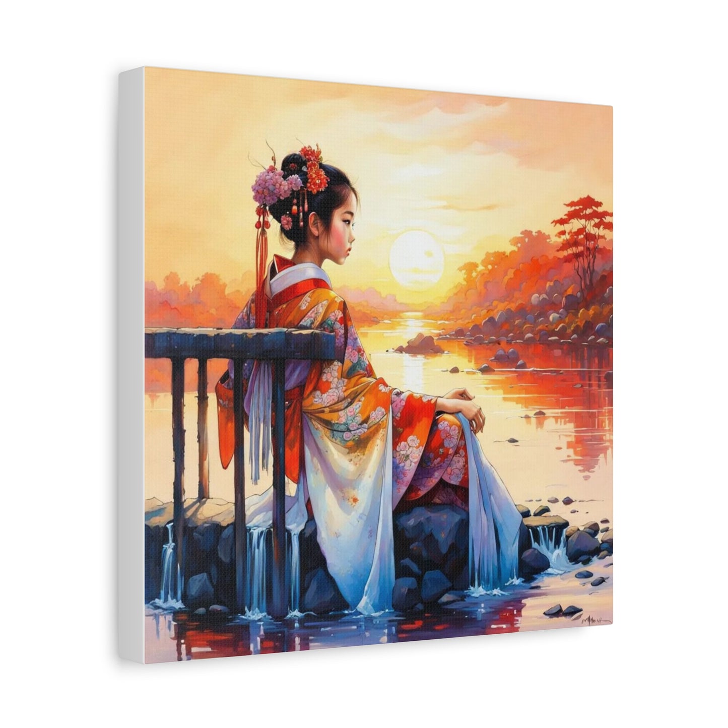 Girl by the Water Asian Abstract Art