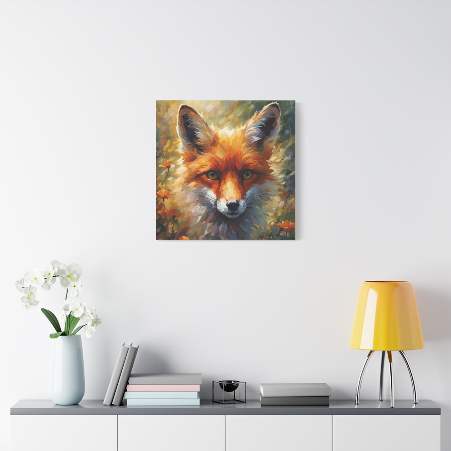 Fox in the Flowers Abstract Art
