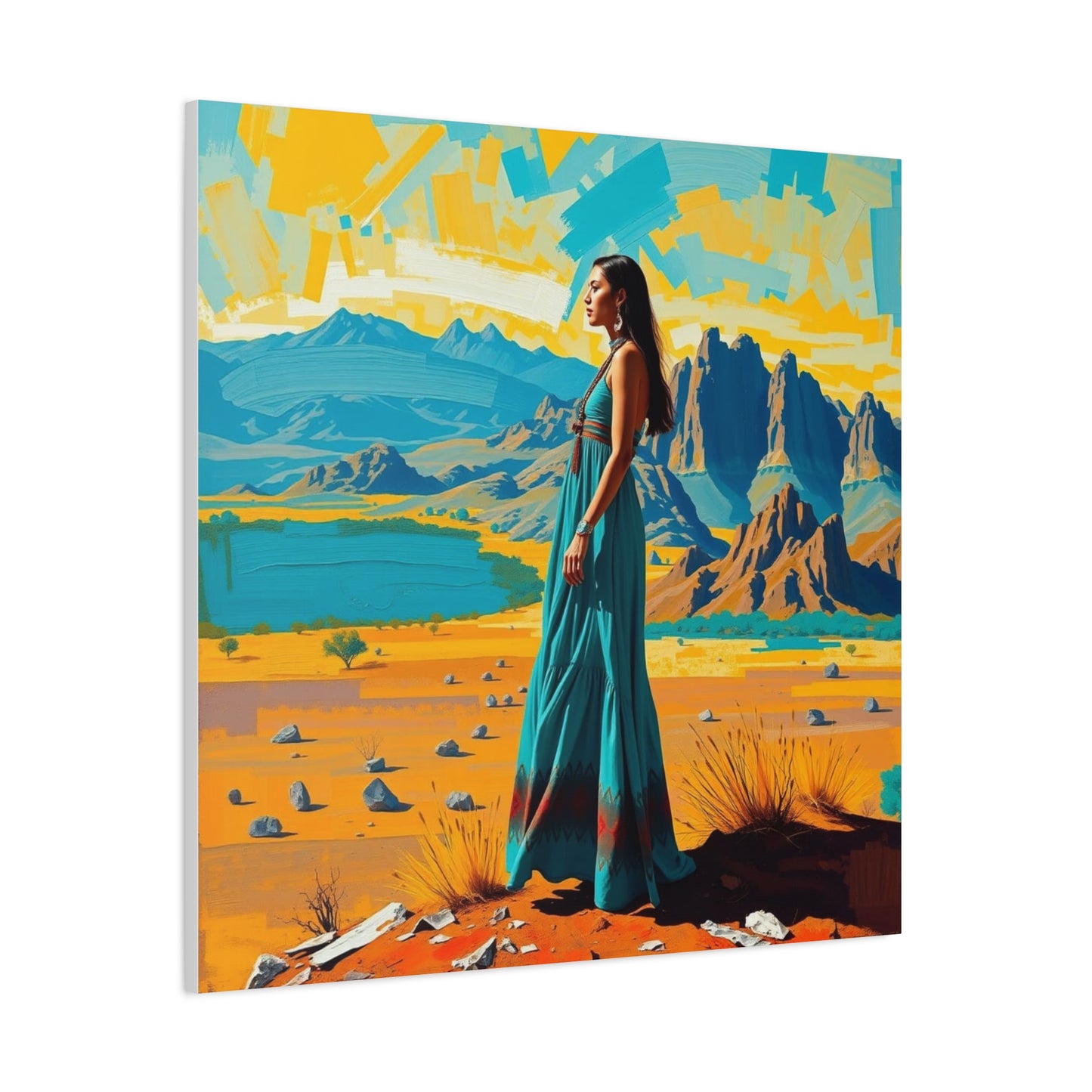 Canvas Print -Vibrant Native American Woman Wall Art