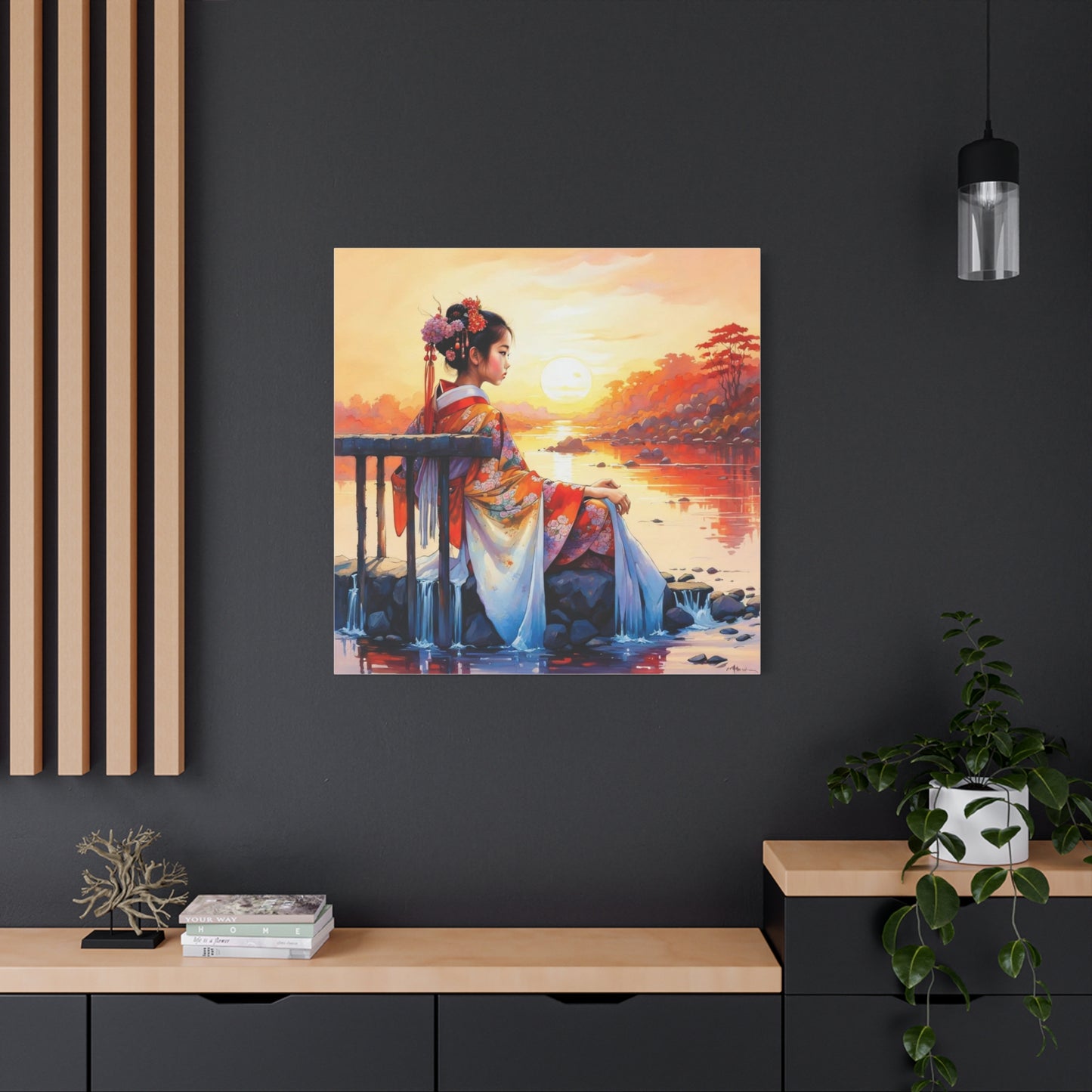 Girl by the Water Asian Abstract Art