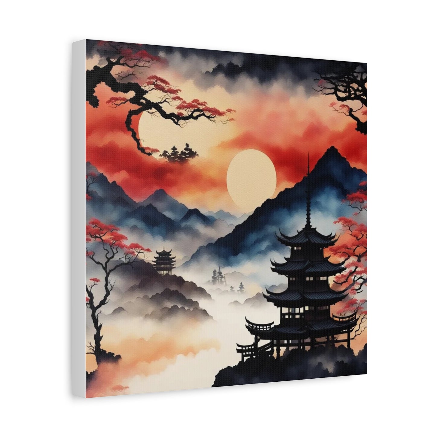 Sunset over the Mountains Asian Abstract Art