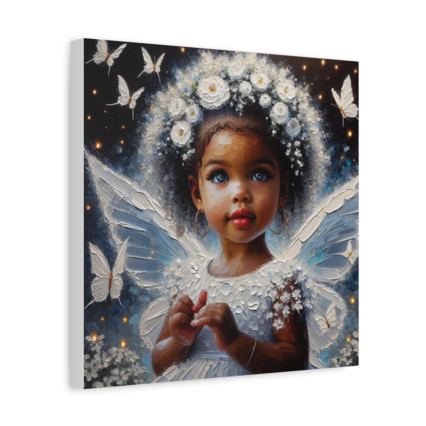 Beautiful Child Black Canvas Art
