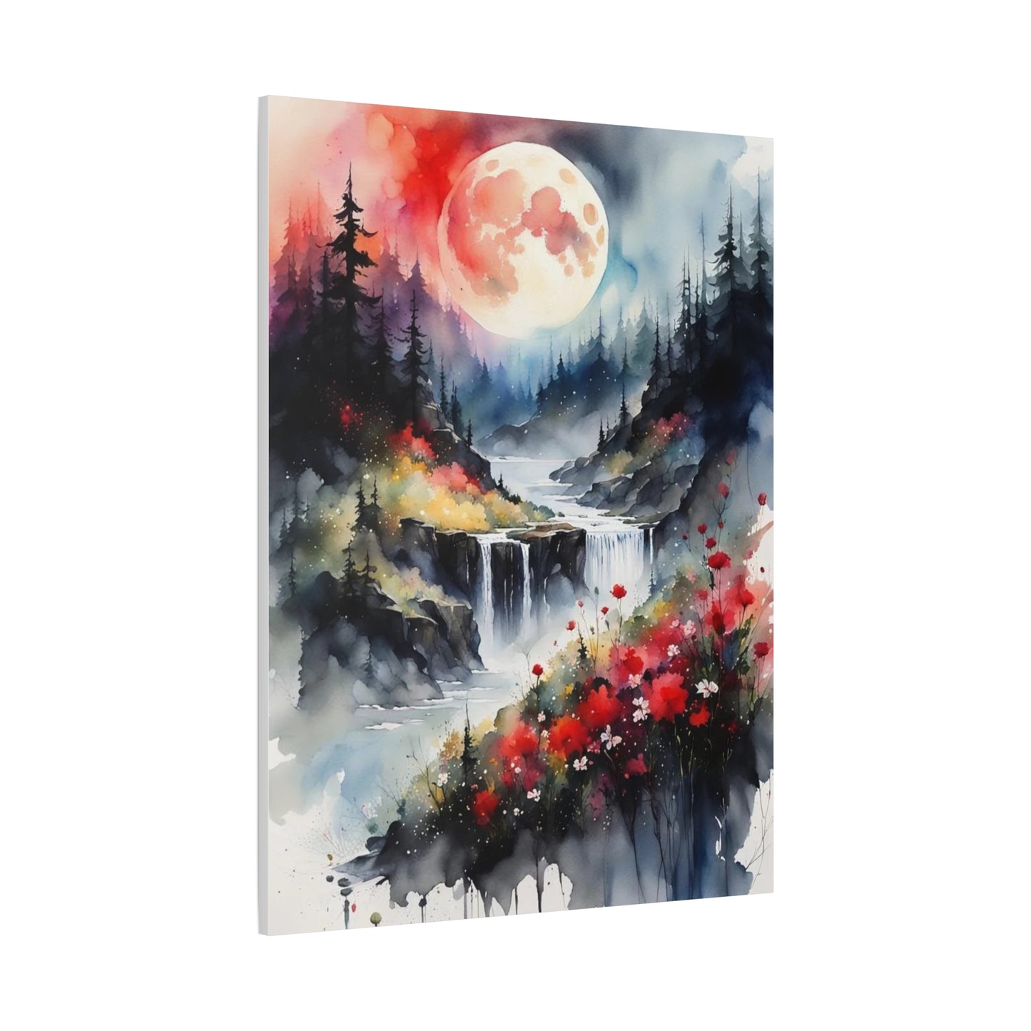 Moon Over the Stream Abstract Art