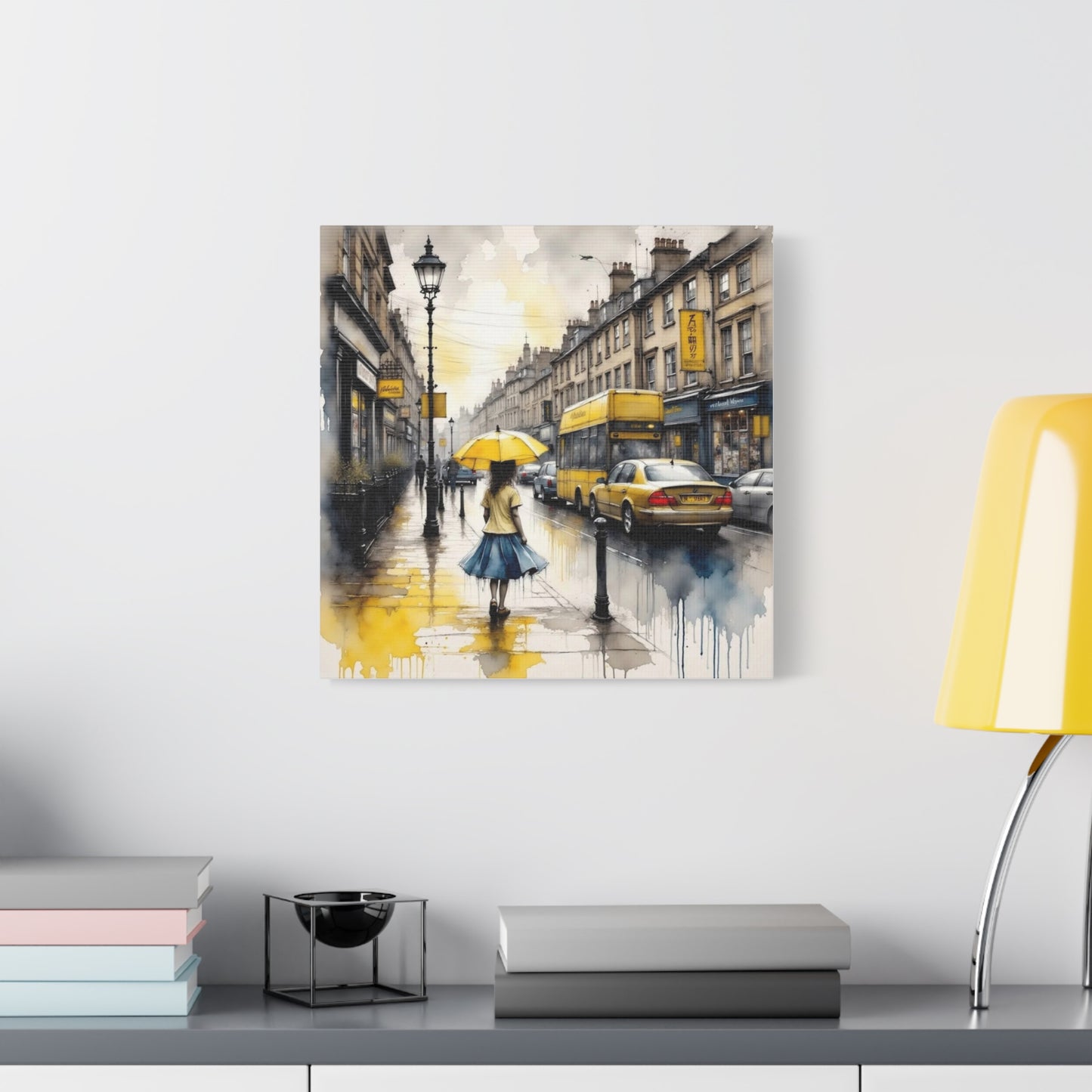 Girl with the Yellow Umbrella Abstract Art