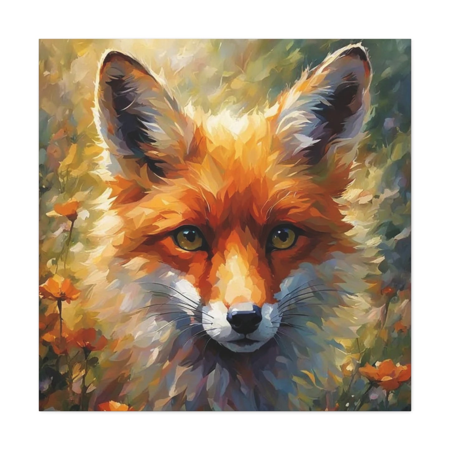 Fox in the Flowers Abstract Art