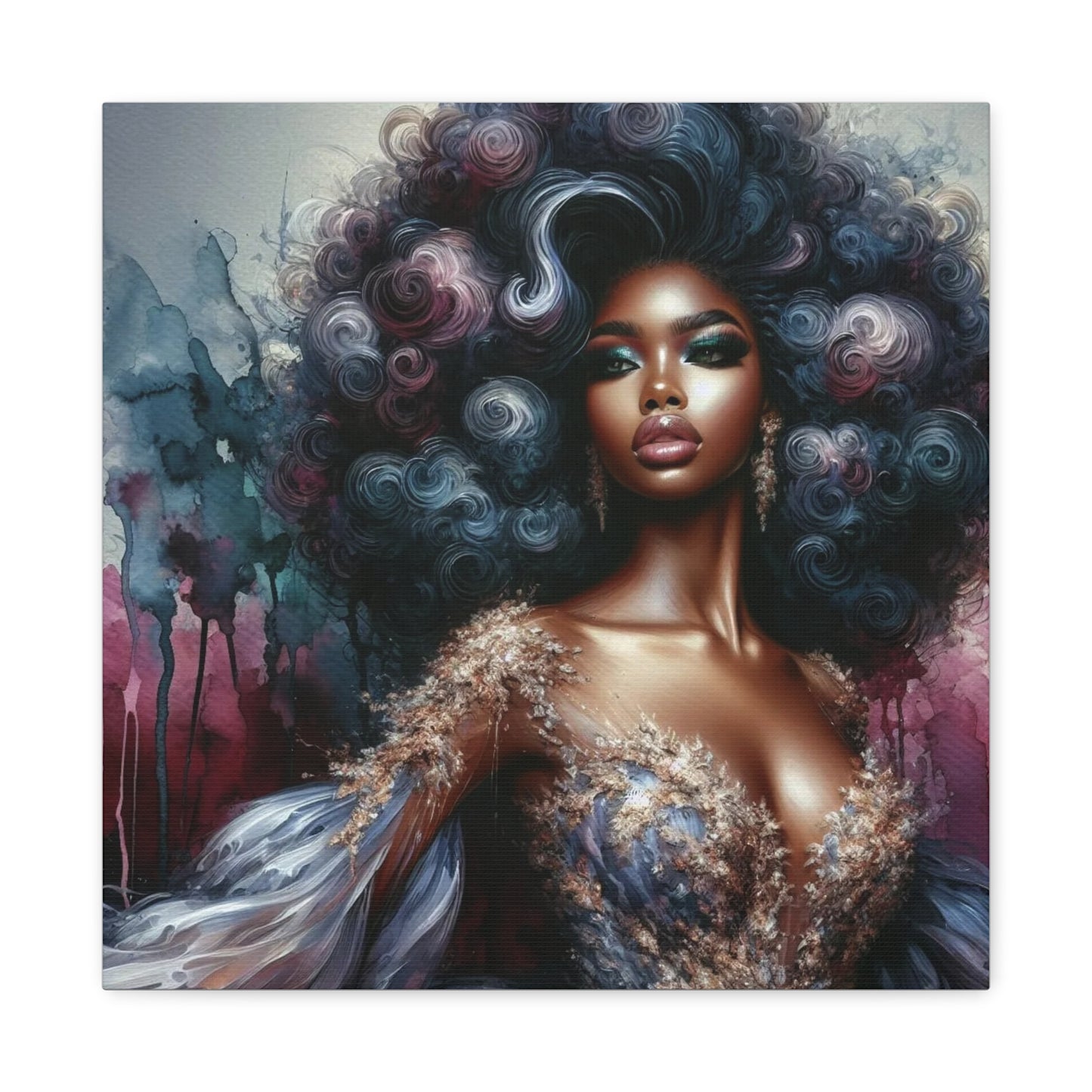 Beautiful Woman Black Canvas Art