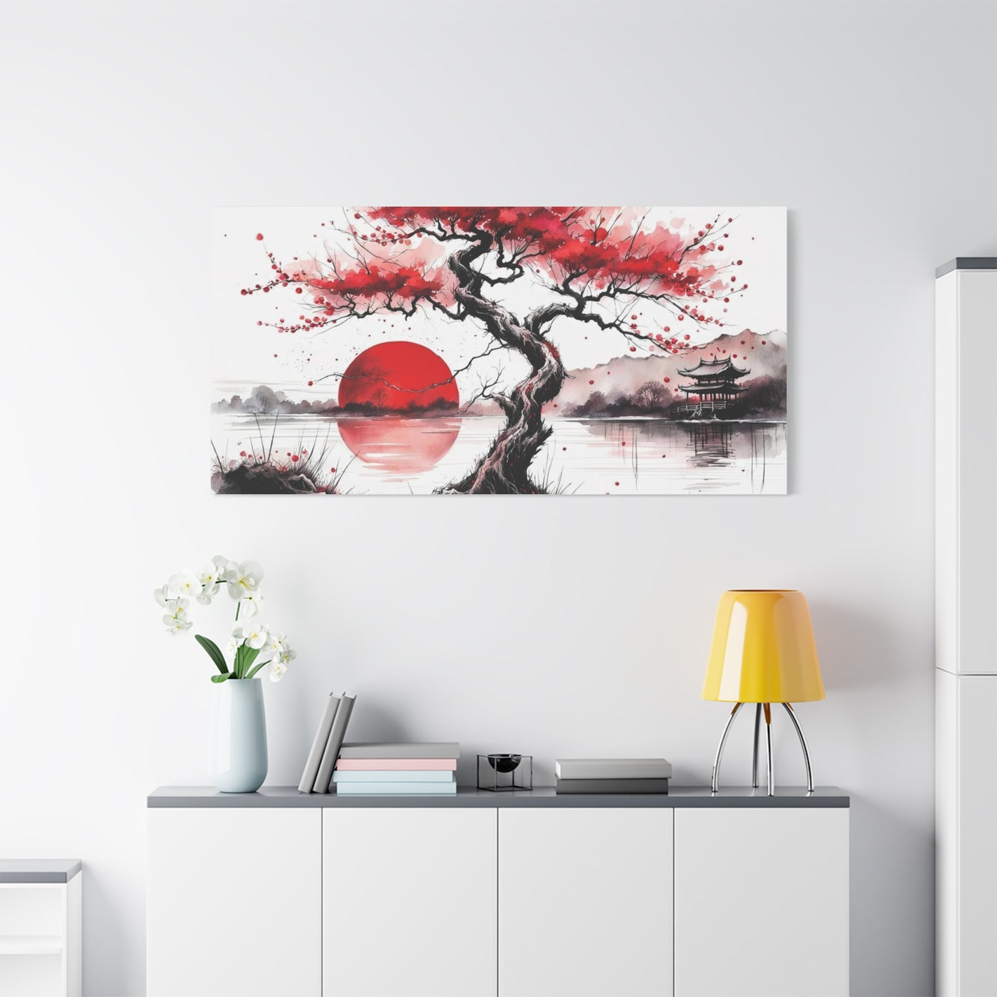 Red Moon Asian Abstract Art