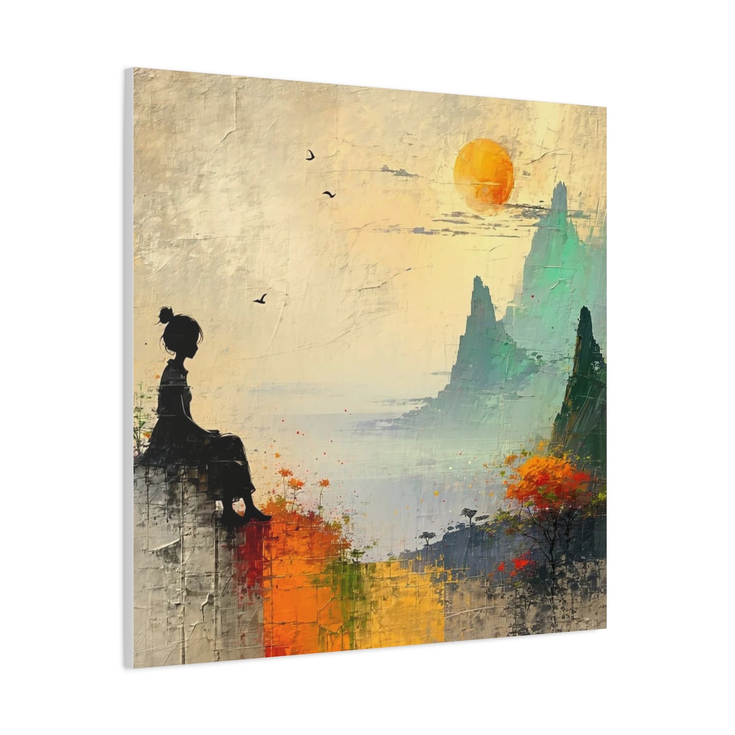 Girl On a Hill Abstract Art