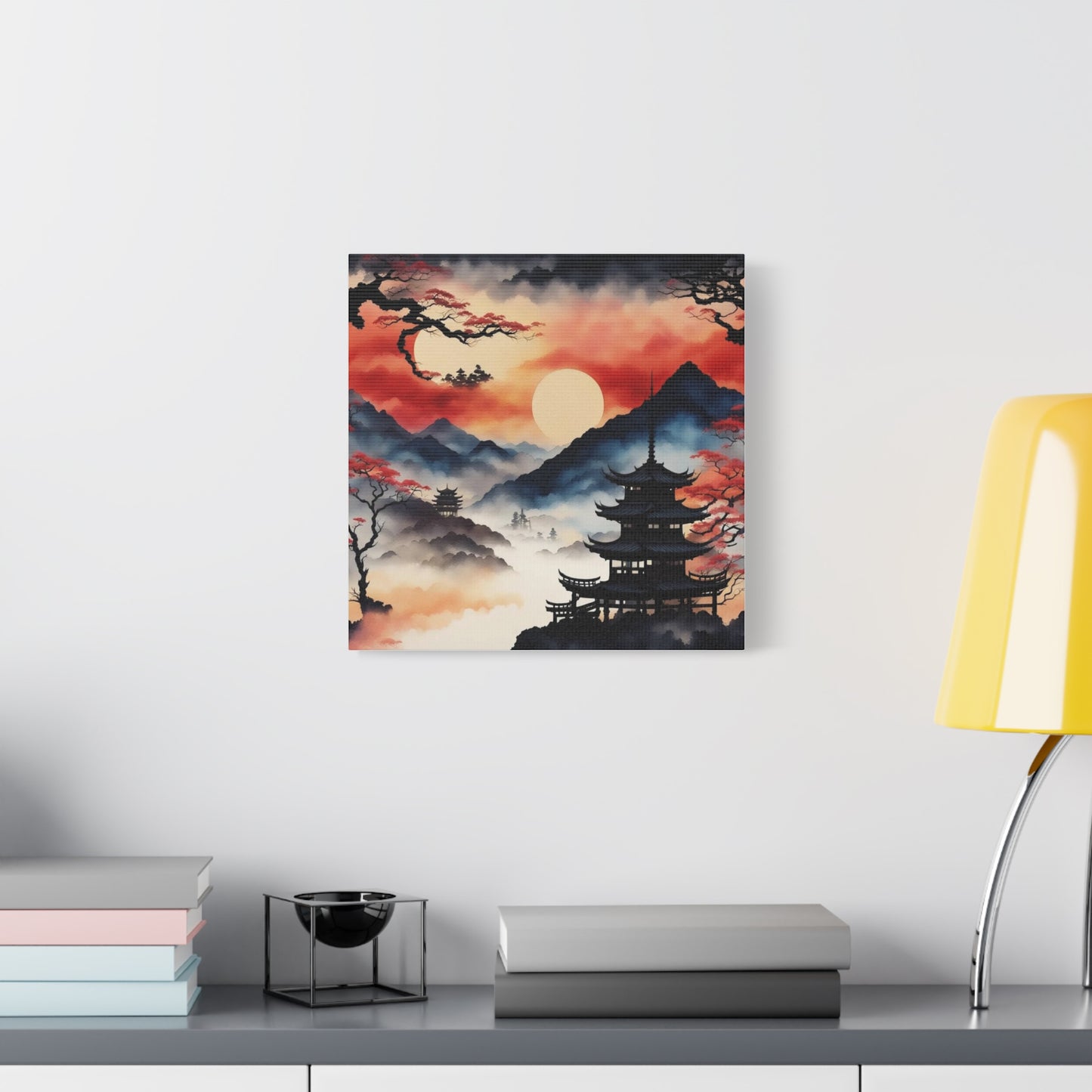 Sunset over the Mountains Asian Abstract Art