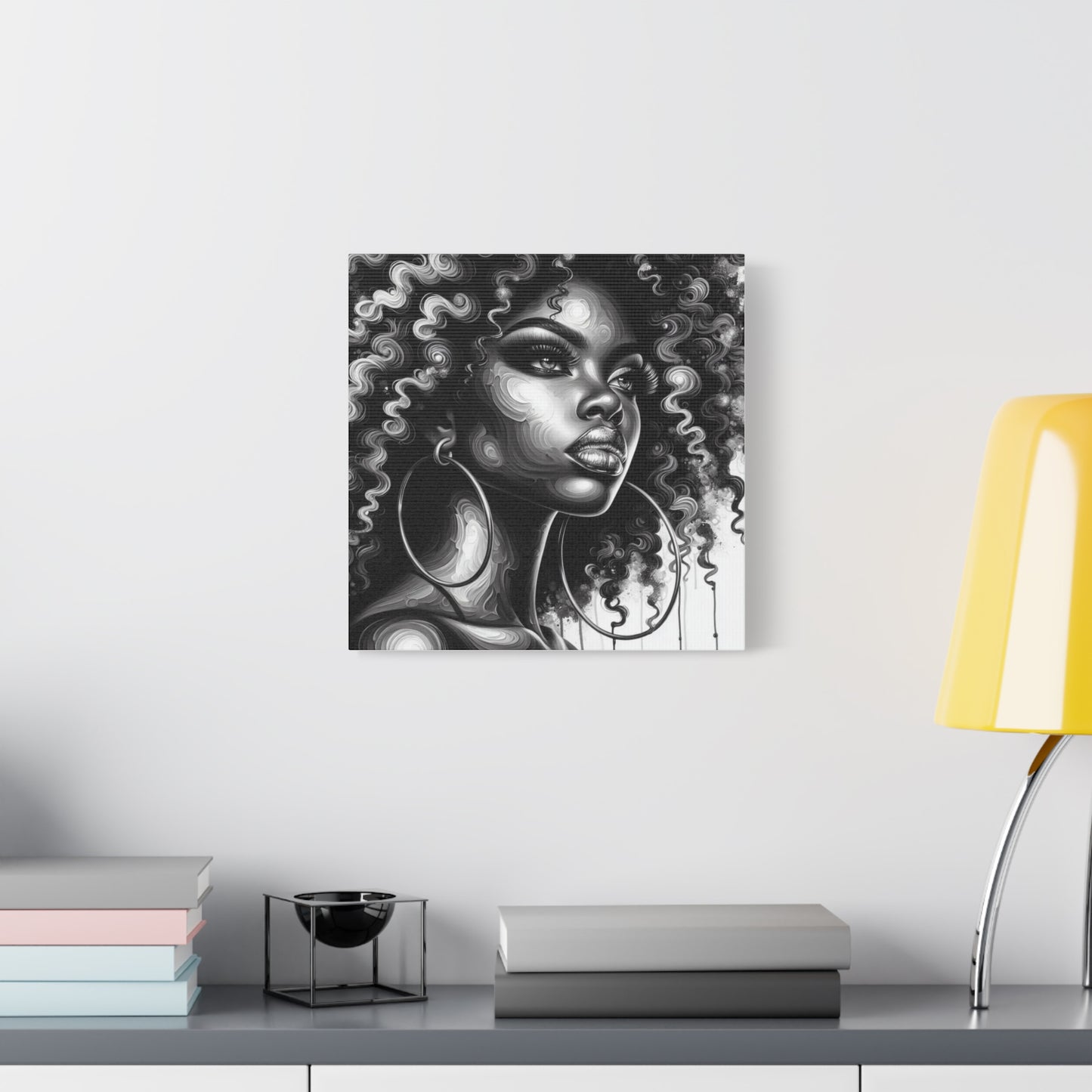 Beautiful Woman Abstract Black Canvas Art