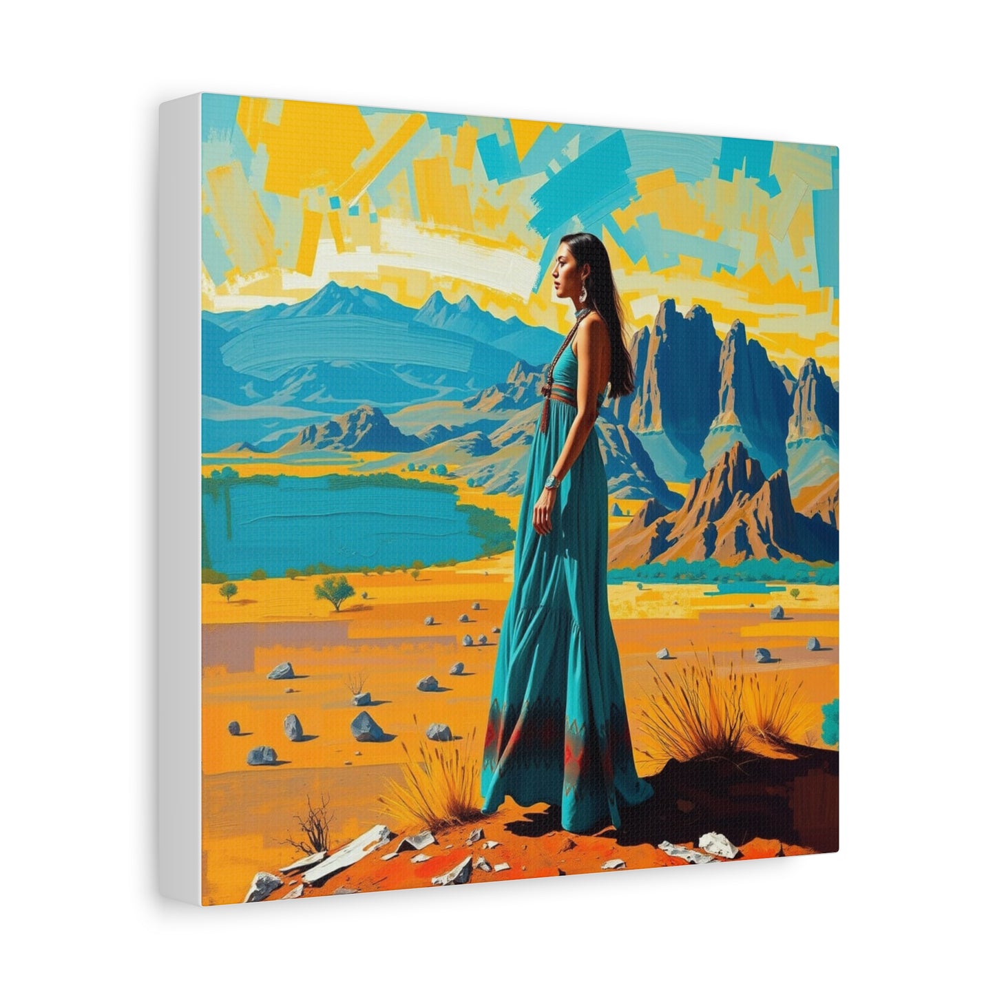 Canvas Print -Vibrant Native American Woman Wall Art