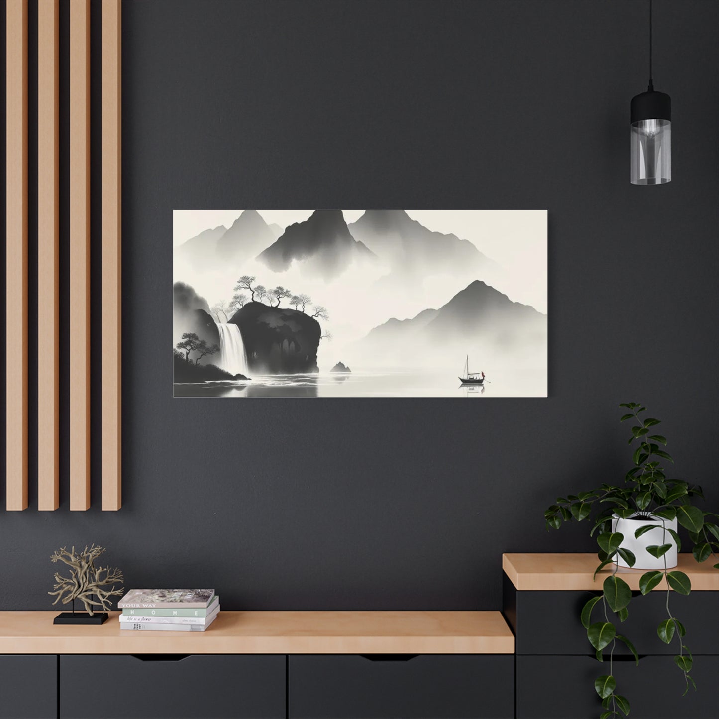 Boat in the Distance Asian Abstract Art