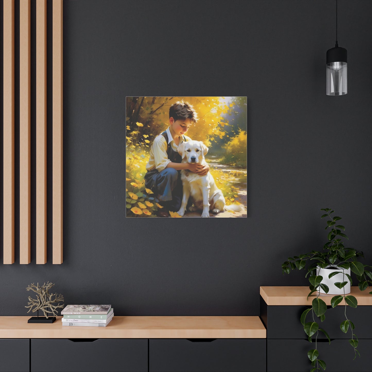 A Boy and His Labrador Retriever Puppy Art