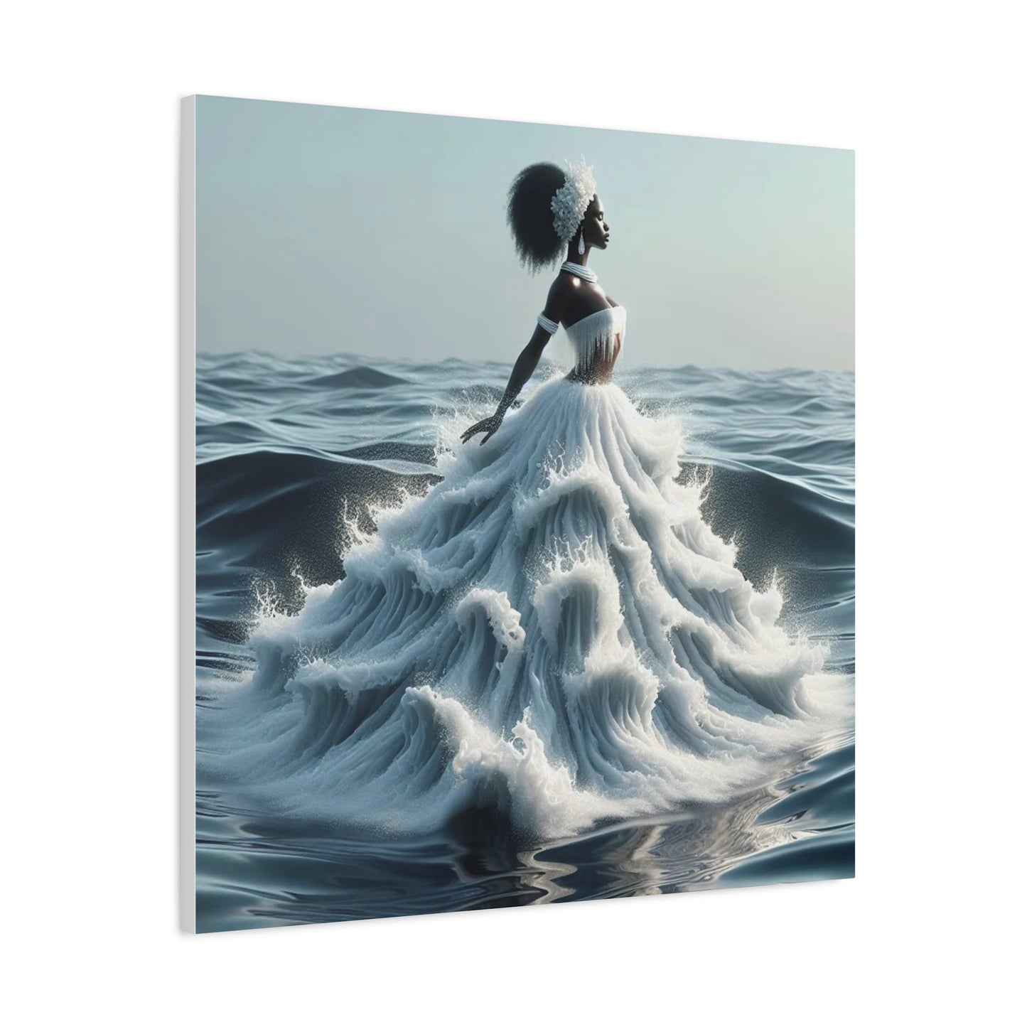 Beautiful Black Woman w Water Dress Canvas Art