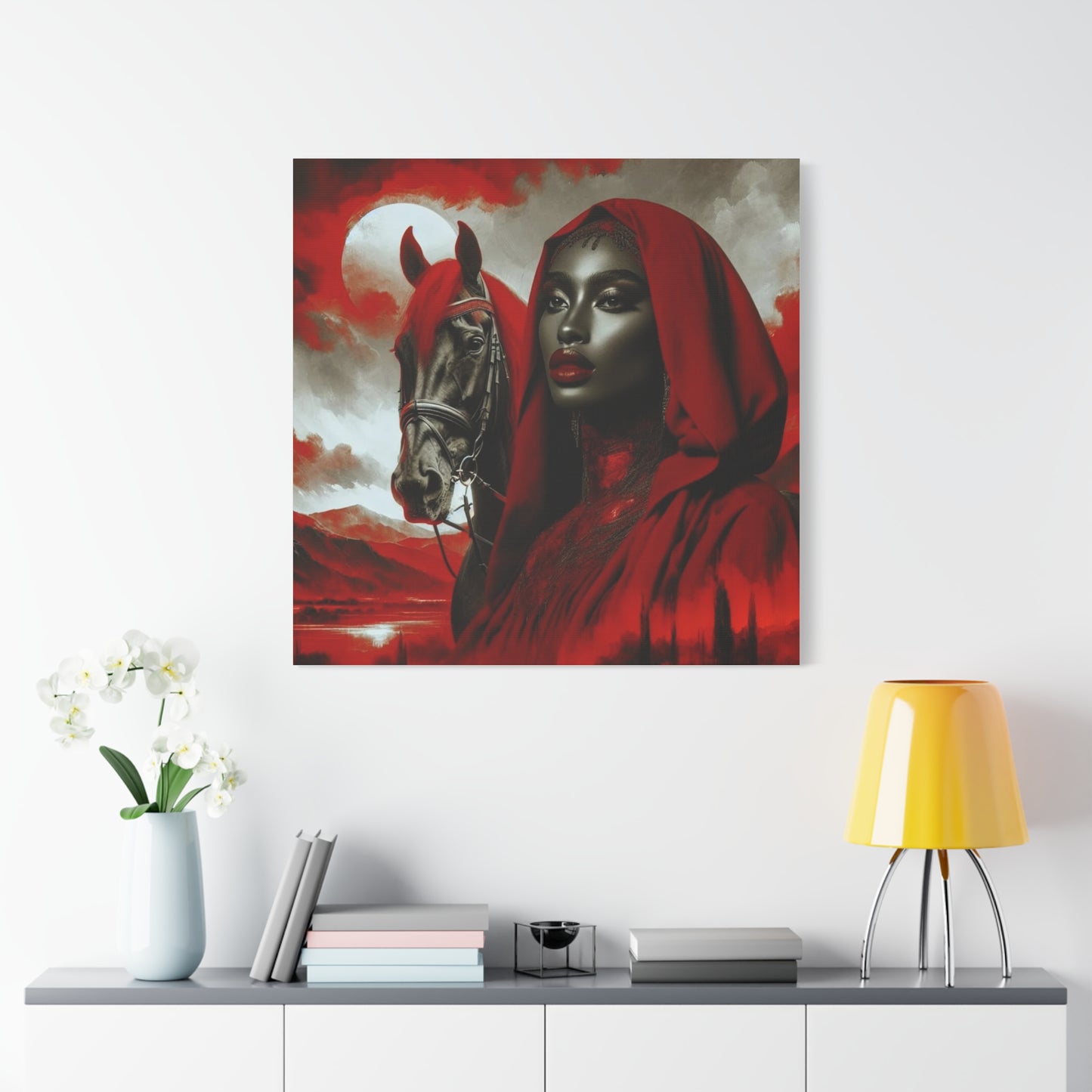 Beautiful Black Woman and her Horse Canvas Art
