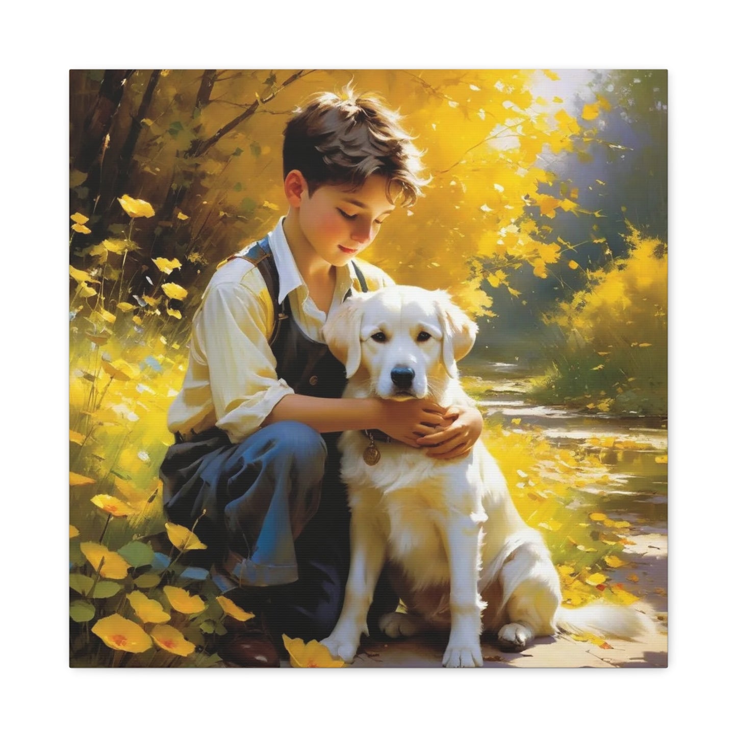 A Boy and His Labrador Retriever Puppy Art