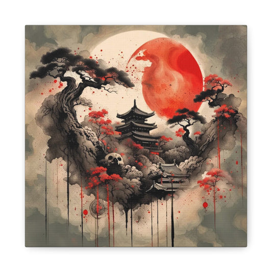 Red Moon Asian Abstract Art