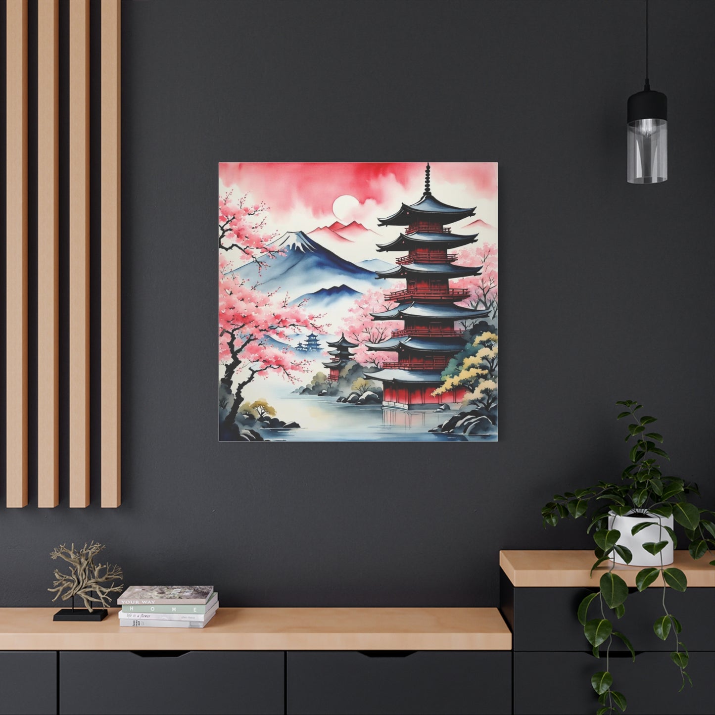 Sunset over the Mountains Asian Abstract Art