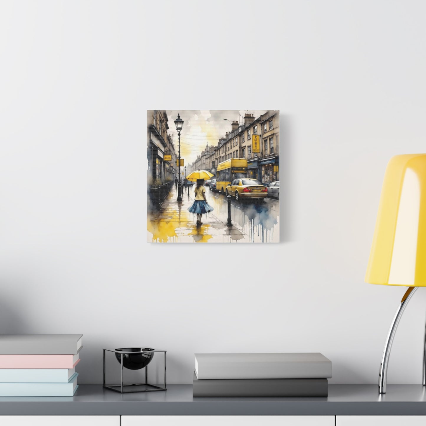 Girl with the Yellow Umbrella Abstract Art