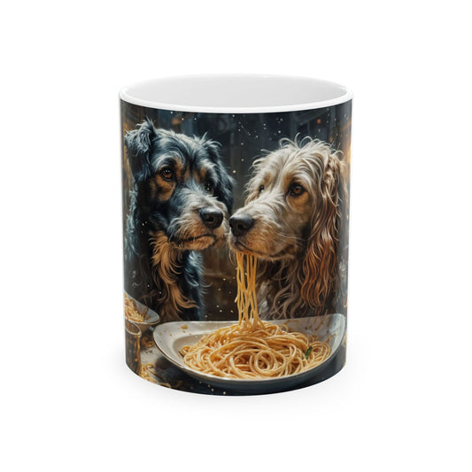 Dogs Eating Spaghetti Ceramic Mug (11oz, 15oz)