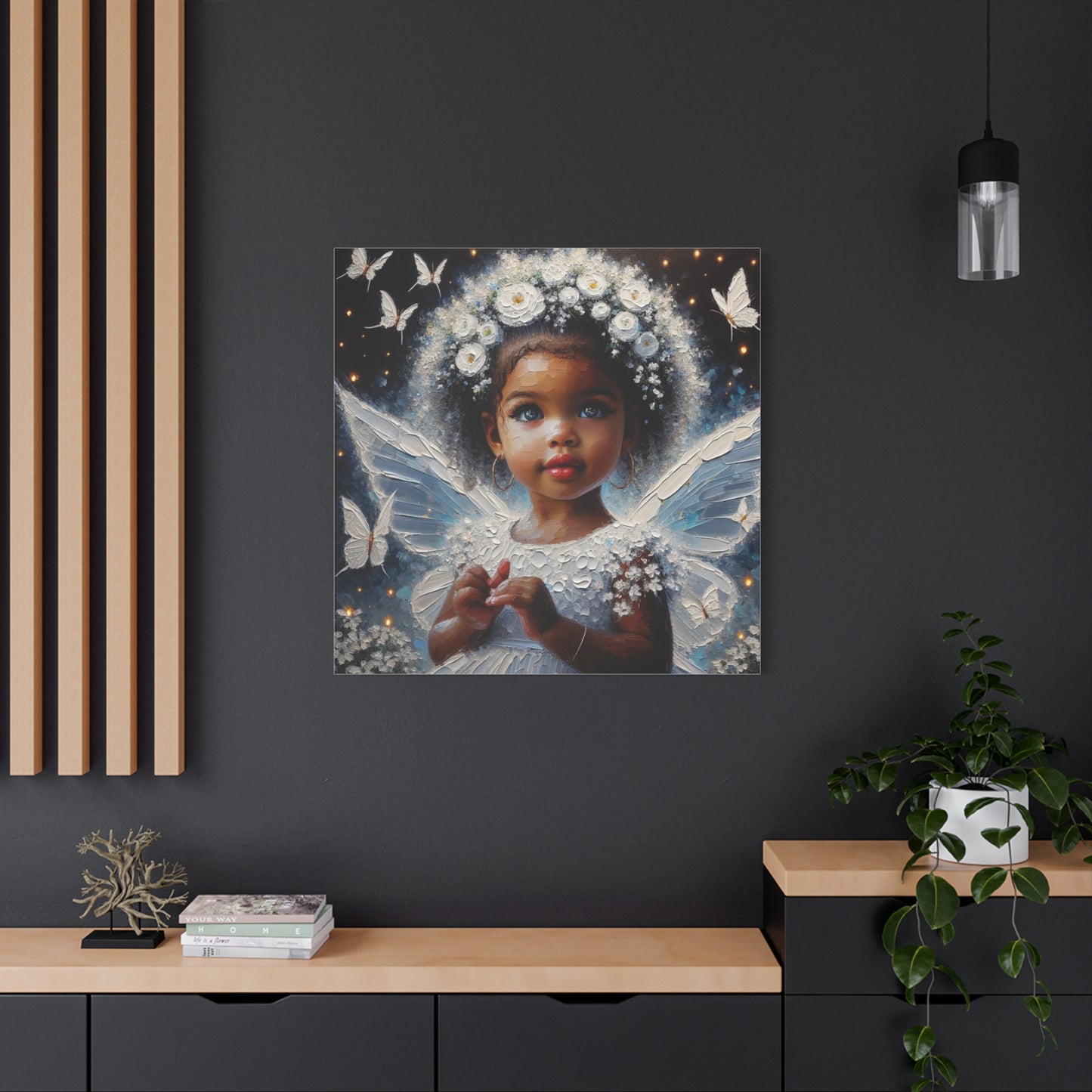 Beautiful Child Black Canvas Art