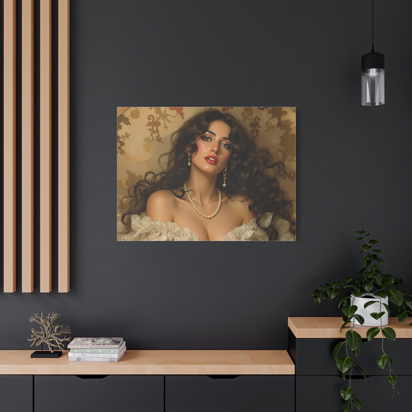Canvas Print - Brunette Woman With Pearls