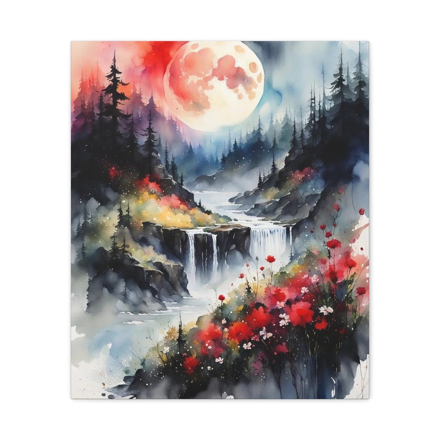 Moon Over the Stream Abstract Art