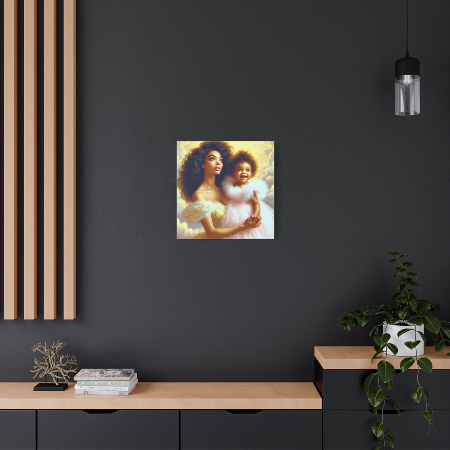 Mother and Daughter Black Canvas Art