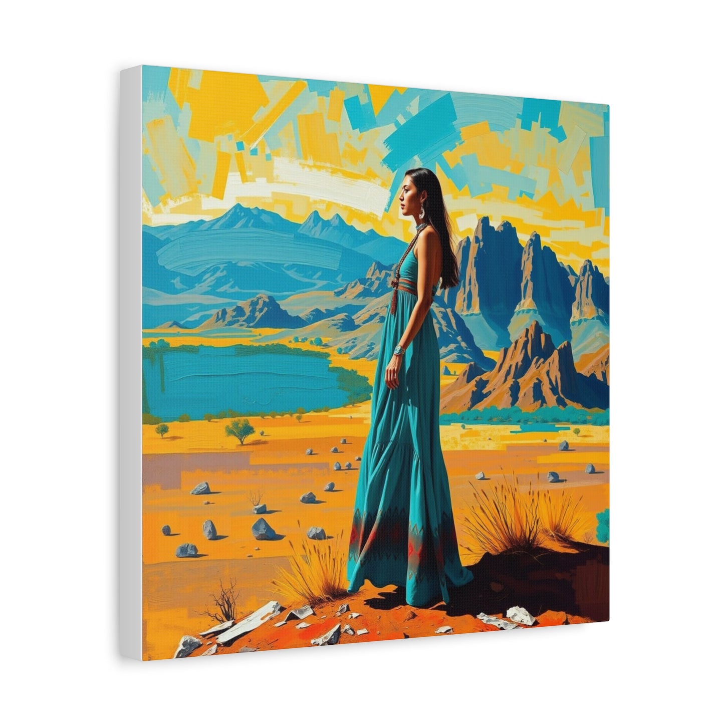 Canvas Print -Vibrant Native American Woman Wall Art